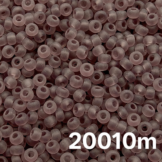 Preciosa 10/0 Transparent Matte Light Amethyst seed beads, color code 20010m — frosted lavender macro