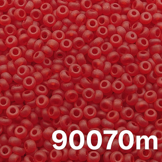 Preciosa 10/0 Transparent Matte Light Red seed beads 90070m close-up