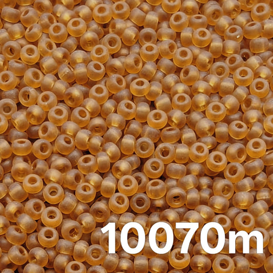 Preciosa 10/0 Transparent Matte Topaz 10070 seed beads macro