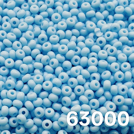 Preciosa 10/0 seed beads Opaque Light Turquoise 63000 macro close-up