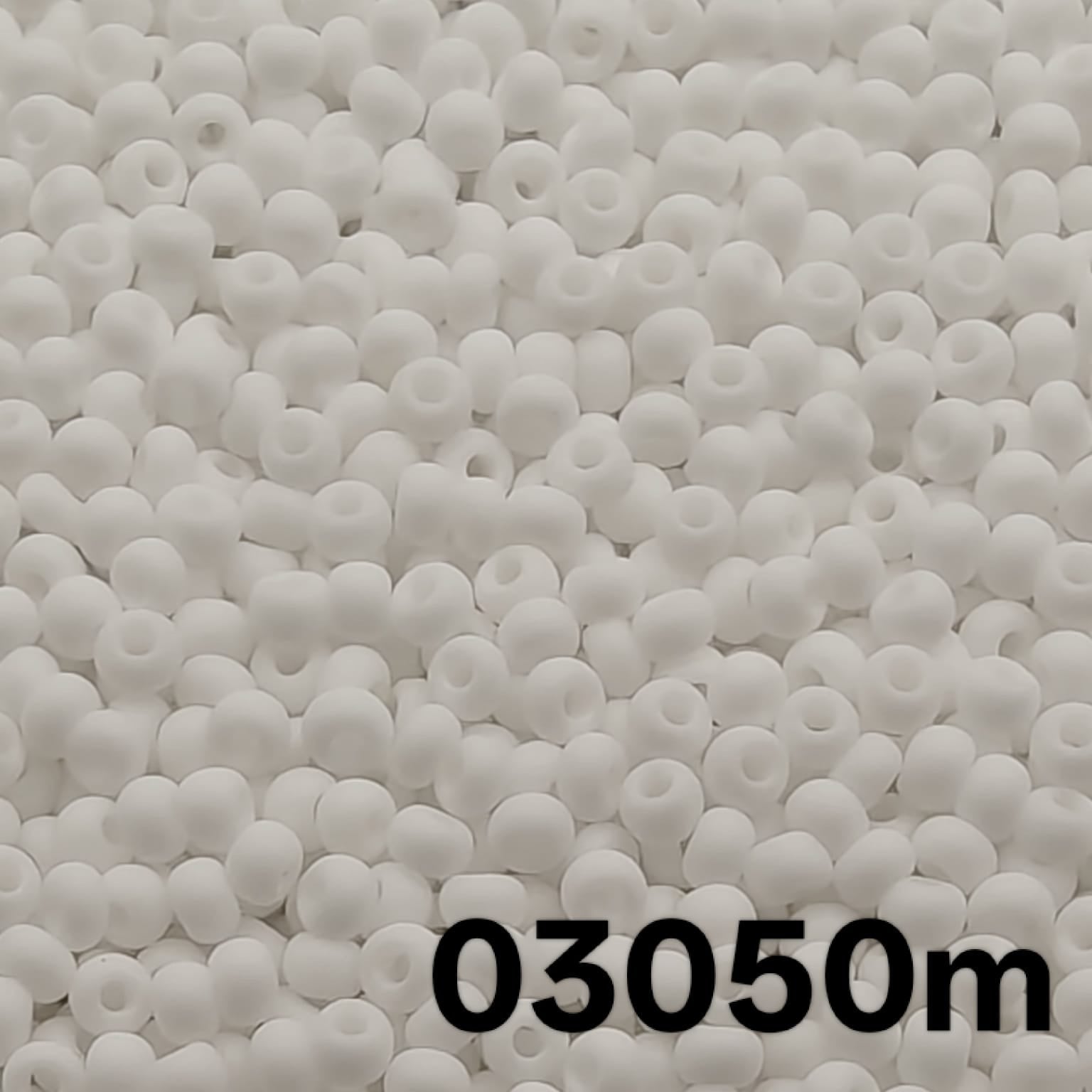 Preciosa 10/0 seed beads, Opaque Matte Chalk White 03050m — close-up