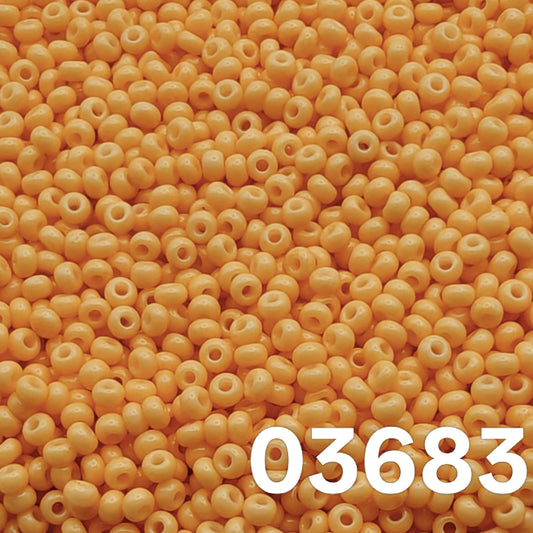 Preciosa 10/0 seed beads Solgel Chalk Orange 03683 close-up