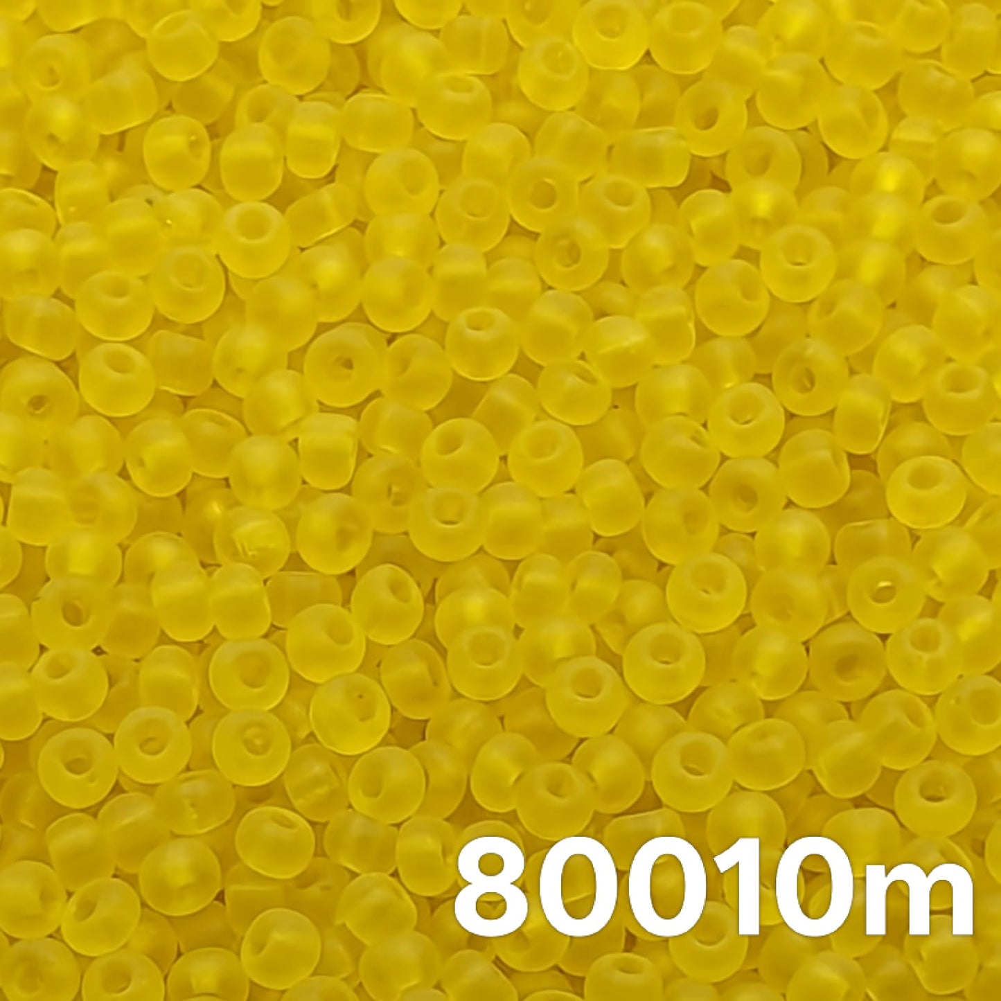 Preciosa 10/0 seed beads in Transparent Matte Yellow 80010m, frosted glass finish