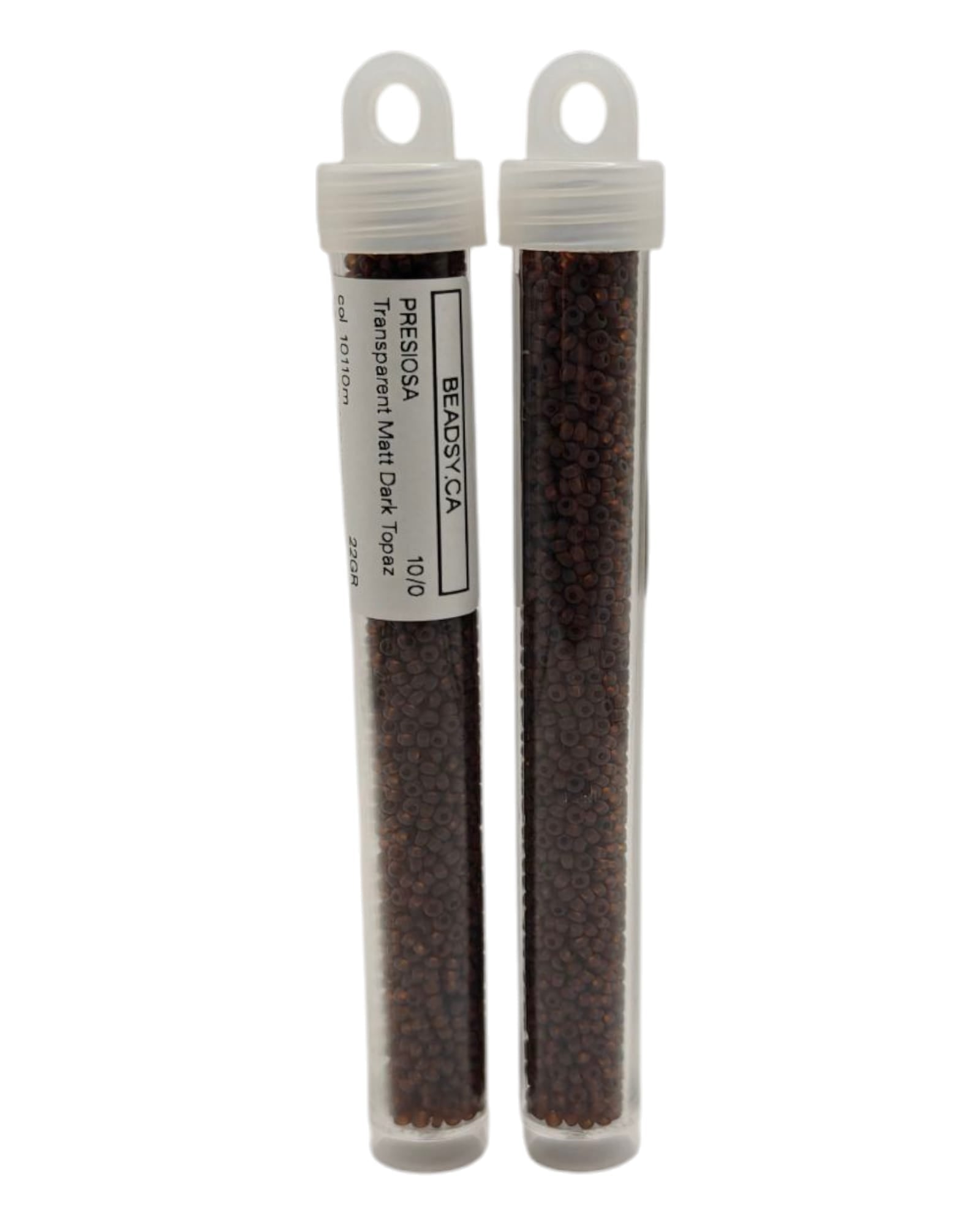 Preciosa 10/0 seed beads in tubes, transparent matte Dark Topaz (10110m)