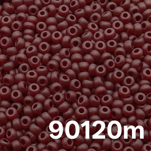Preciosa 10/0 transparent matte garnet seed beads close-up 90120m, red matte glass rocailles 10/0 macro