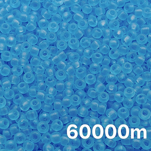 Preciosa 10/0 transparent matte light aquamarine seed beads 60000, frosted Czech glass rocailles