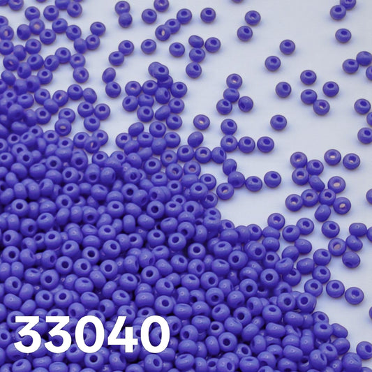 Preciosa 33040 medium blue opaque beads for bead weaving and embroidery, flat lay