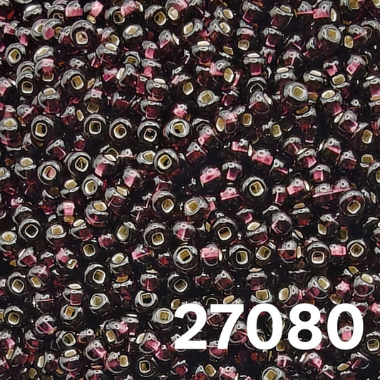 Preciosa Czech Seed Beads 10/0 Silverlined Dark Amethyst 27080 – close-up view