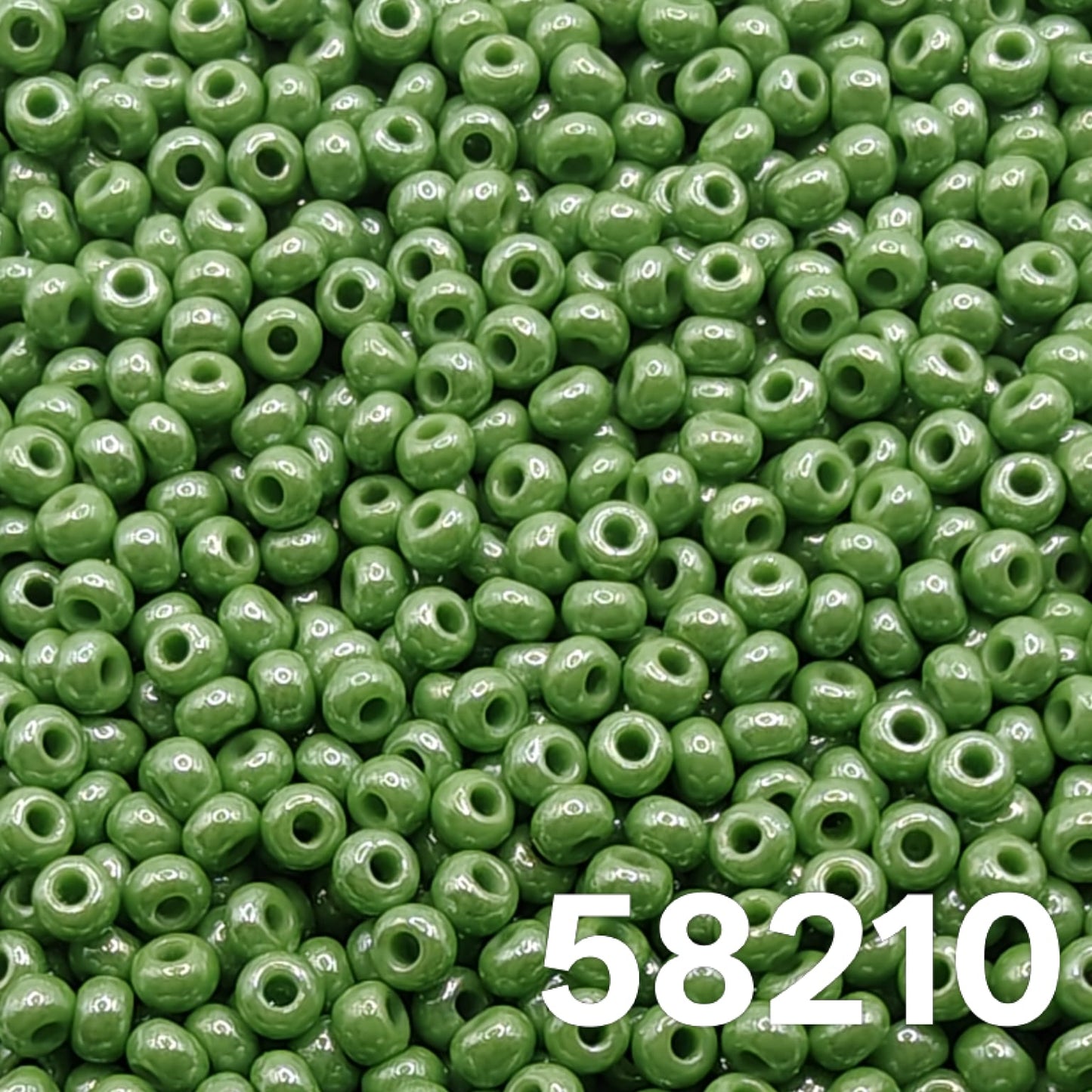 Preciosa Czech seed beads 10/0 Opaque Luster Green 58210 – round glass beads close-up