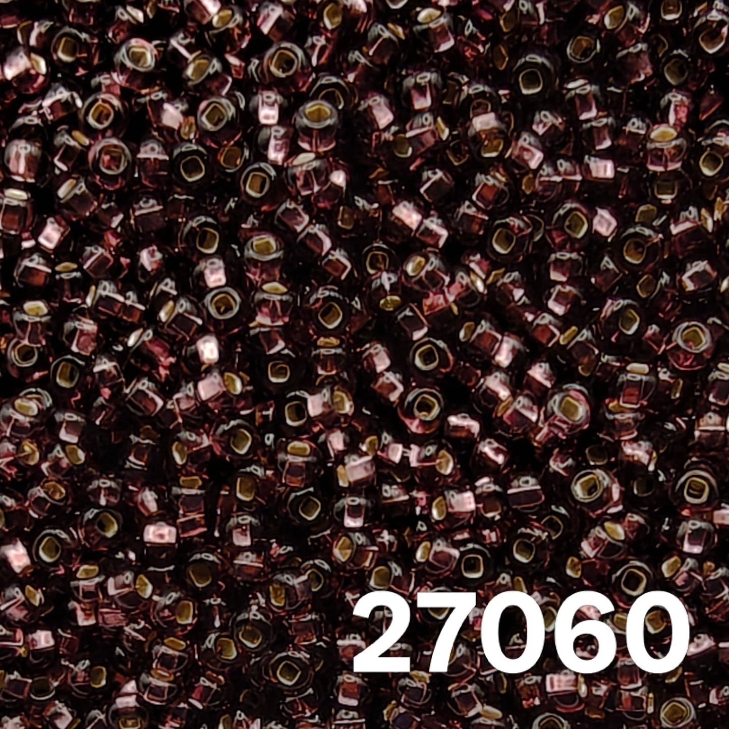 Preciosa Czech seed beads 10/0 Silverlined Dark Amethyst 27060 close-up