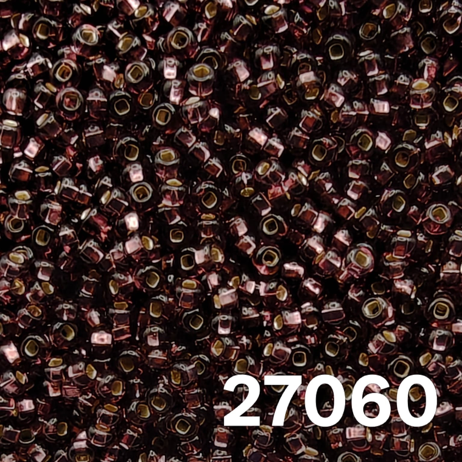 Preciosa Czech seed beads 10/0 Silverlined Dark Amethyst 27060 close-up