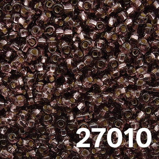 Preciosa Czech seed beads 10/0 Silverlined Light Amethyst 27010 close-up