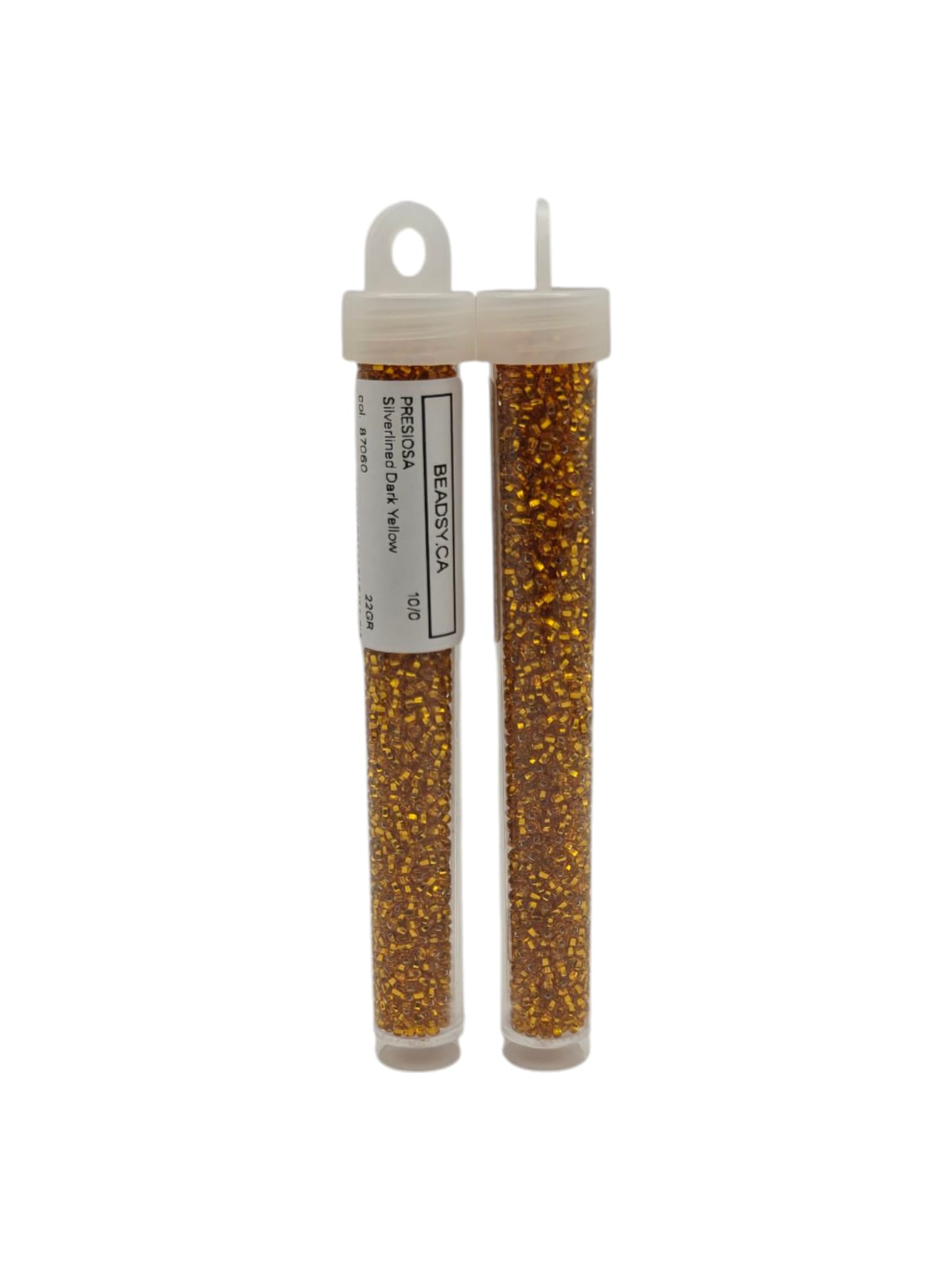 Preciosa Ornela 10/0 silverlined dark yellow seed beads 87060 in plastic tubes