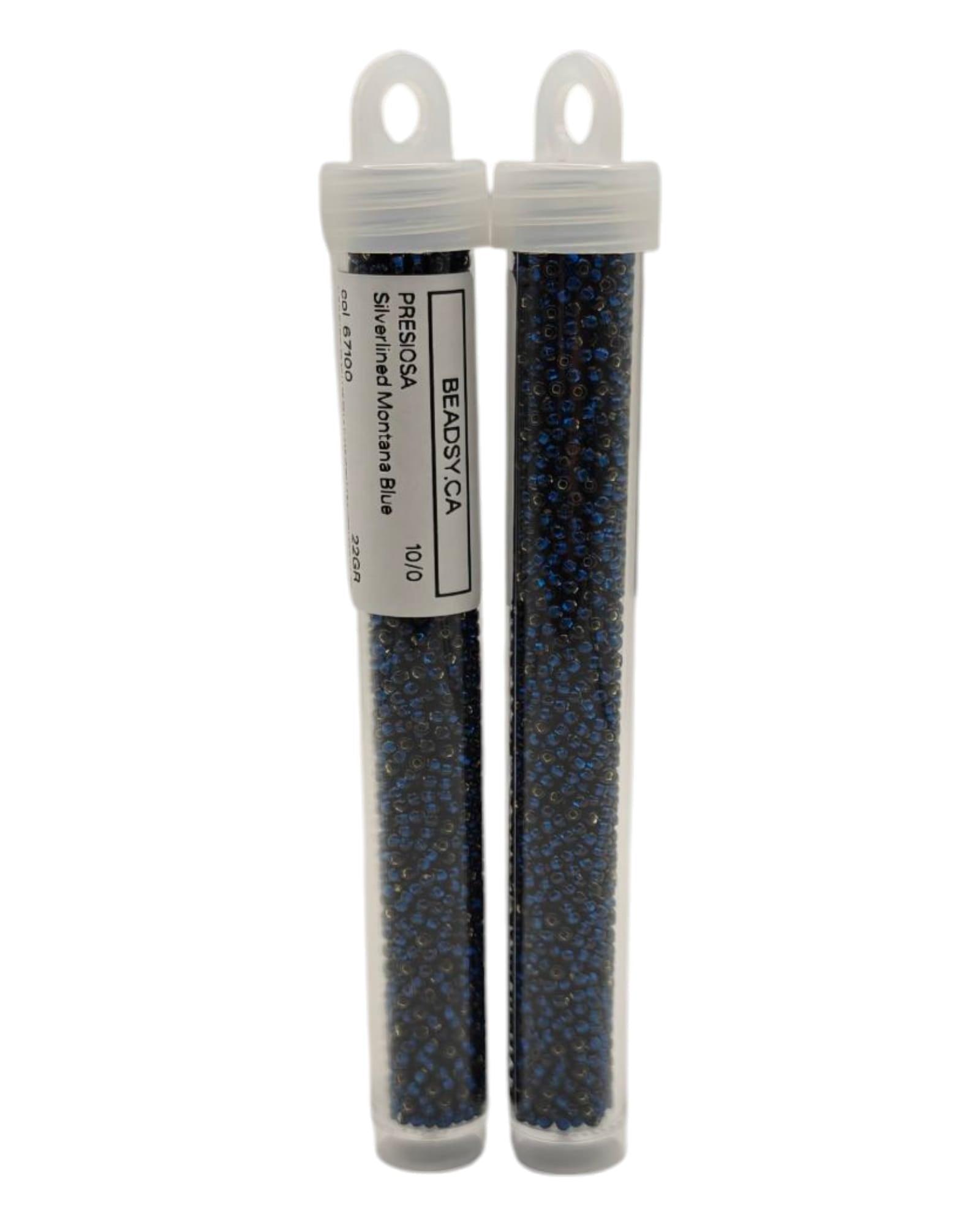 Preciosa tubes 10/0 Silverlined Montana Blue seed beads (code 67100)