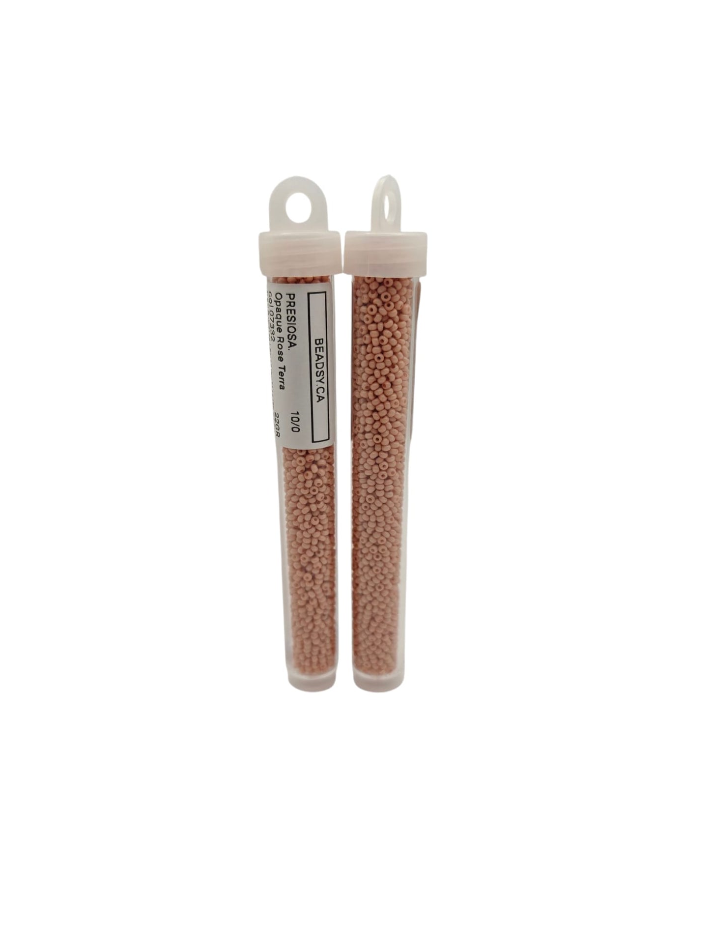 Tube with Preciosa 07332 Opaque Rose Terra seed beads from Beadsy.ca