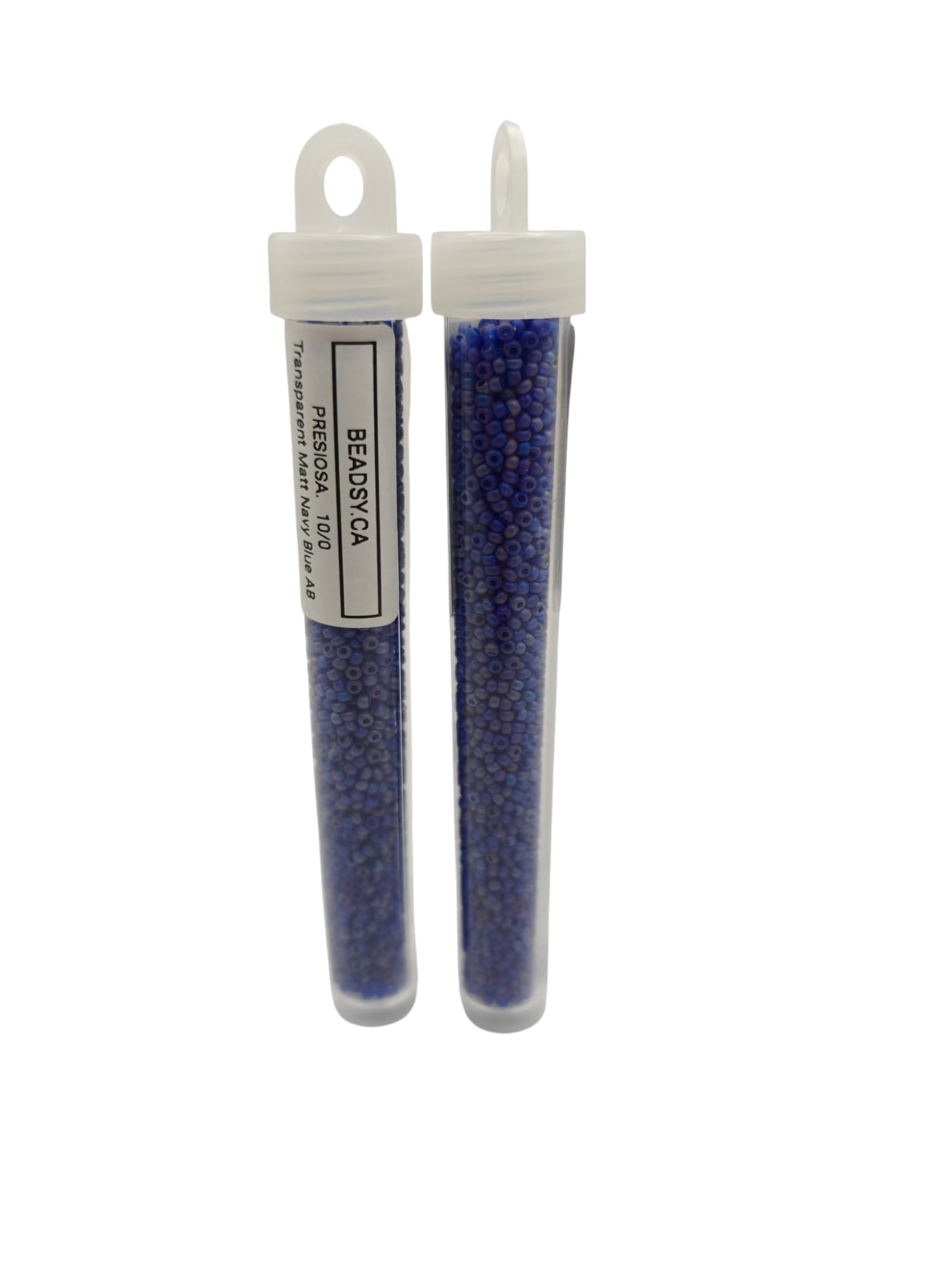 Tube of Preciosa Czech seed beads size 10/0 navy blue frosted finish
