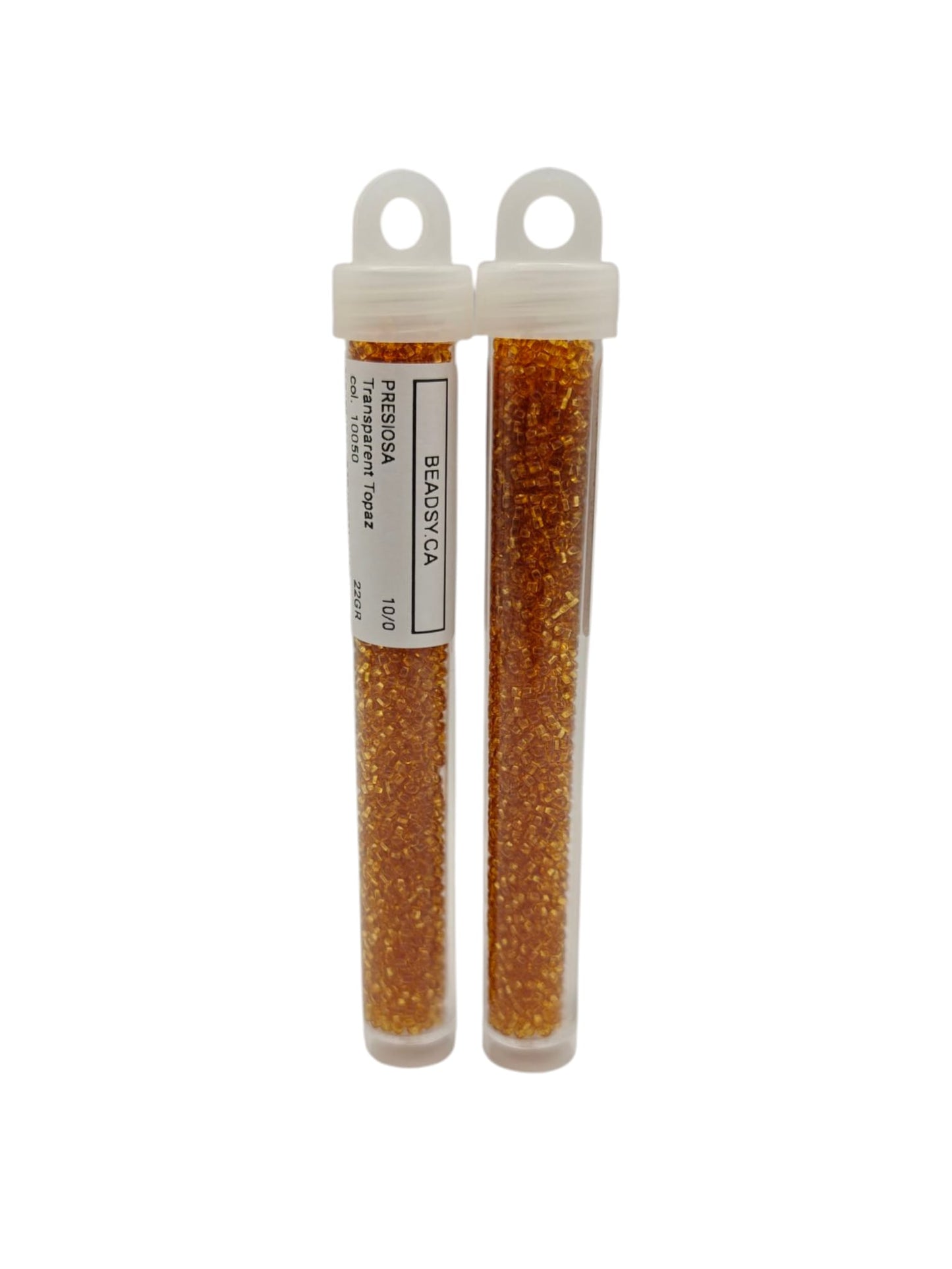 Golden amber Czech seed beads 10/0 Preciosa Ornela, perfect for embroidery, crochet, and DIY crafts.