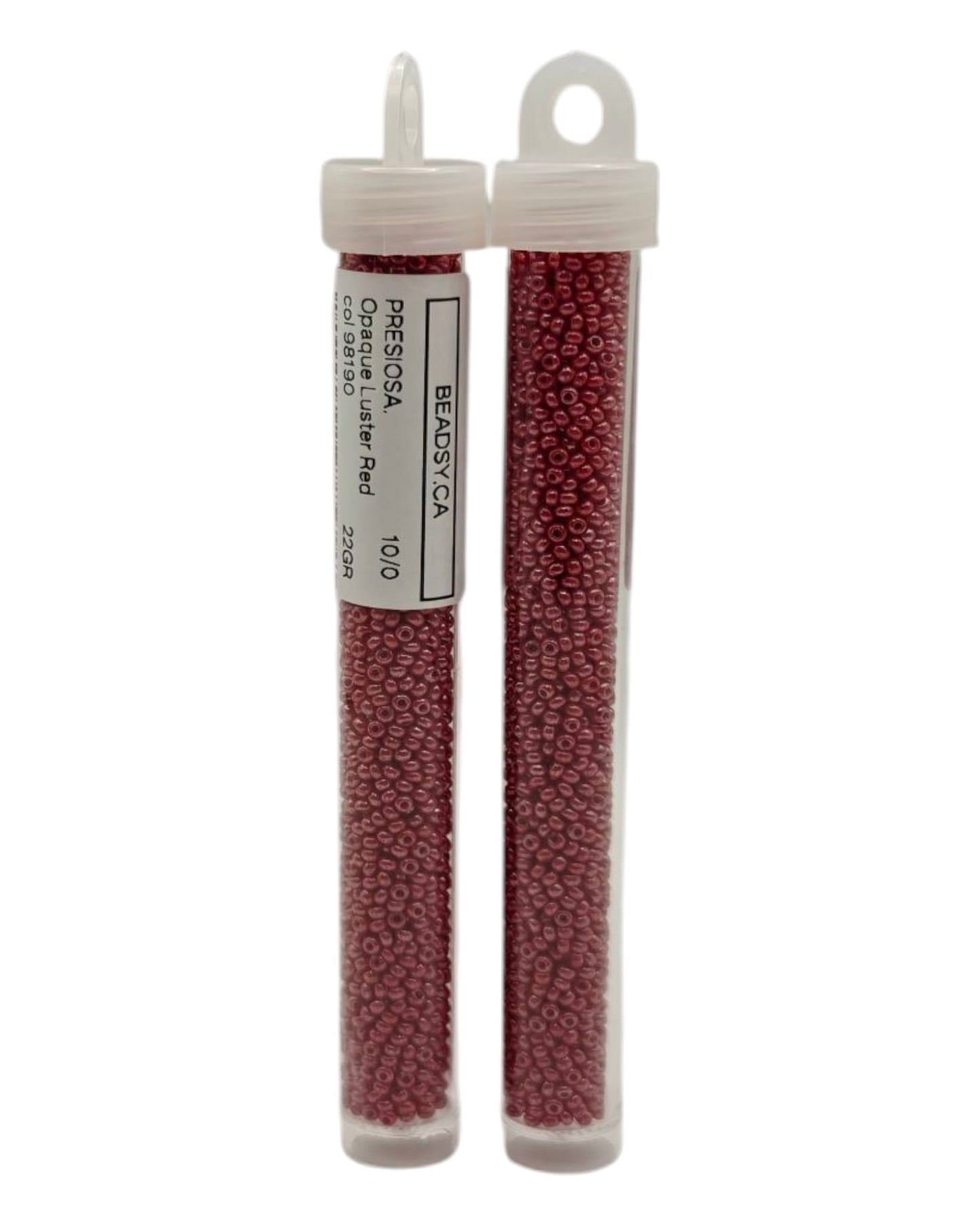 Tube of Preciosa 10/0 Opaque Luster Red 98190 Czech seed beads for jewelry and crafts