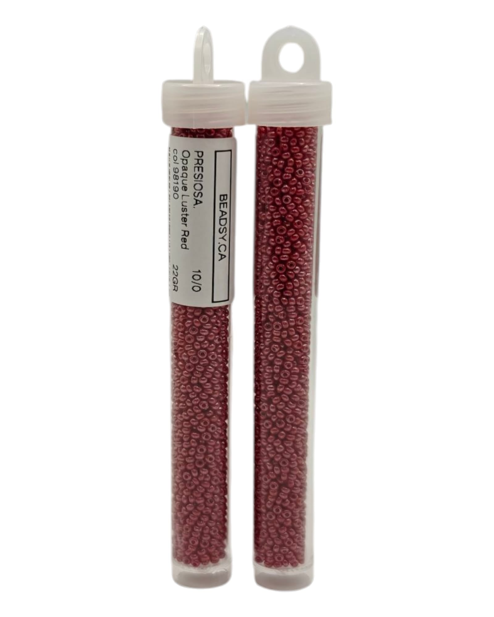 Tube of Preciosa 10/0 Opaque Luster Red 98190 Czech seed beads for jewelry and crafts