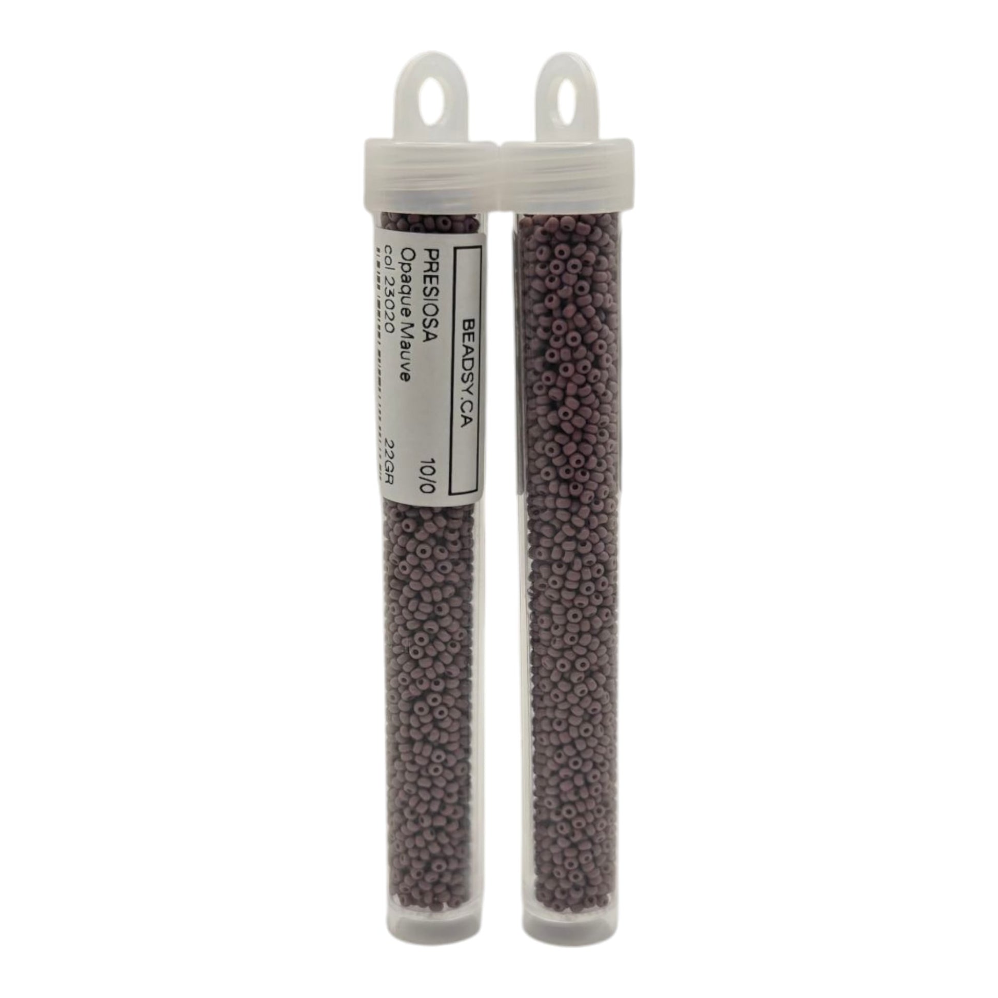 Tube of Preciosa 10/0 opaque mauve Czech seed beads 23020 from Beadsy.ca