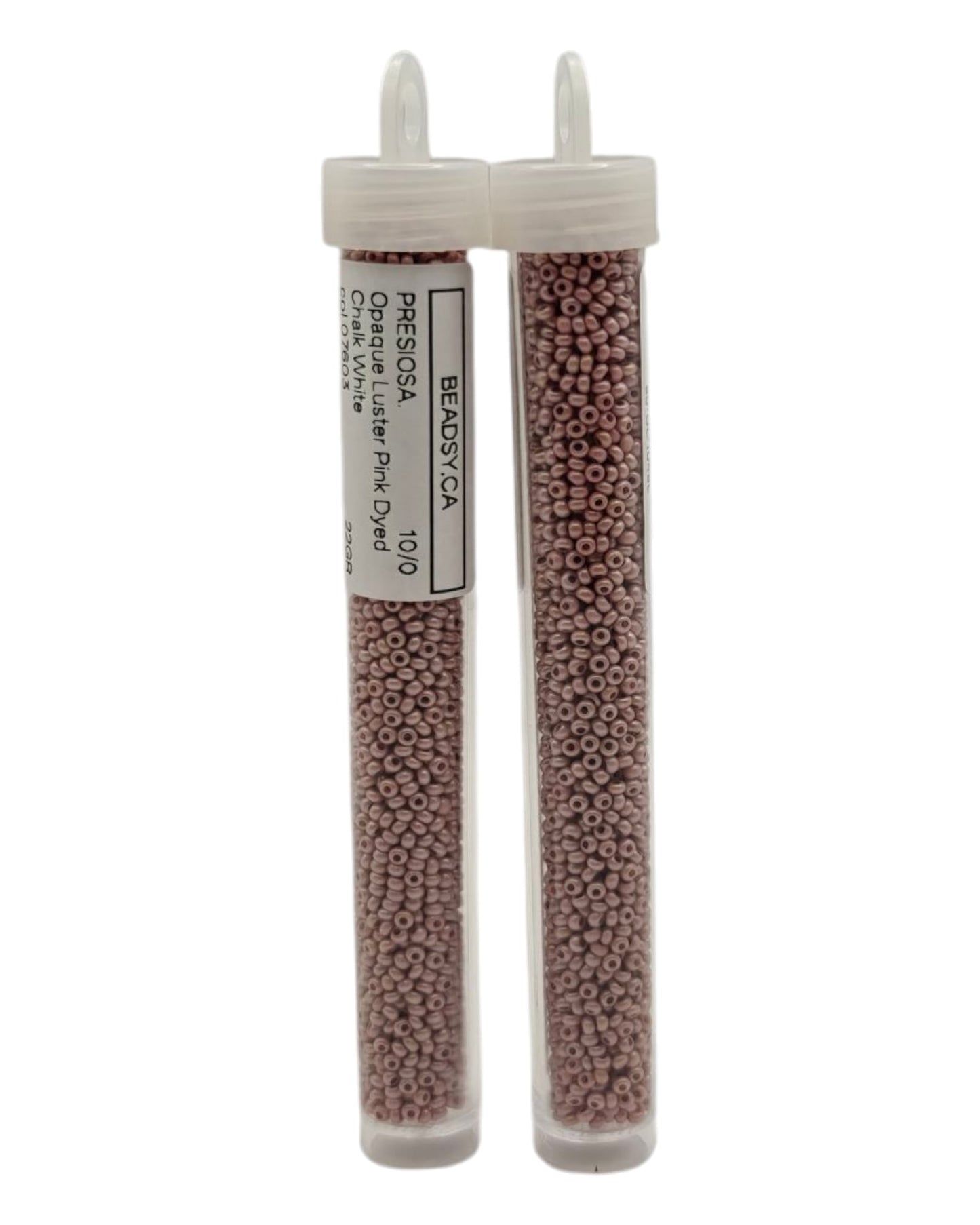 Tube of Preciosa Czech seed beads 10/0 Opaque Luster Pink Dyed Chalk White 07603 for jewelry and crafts