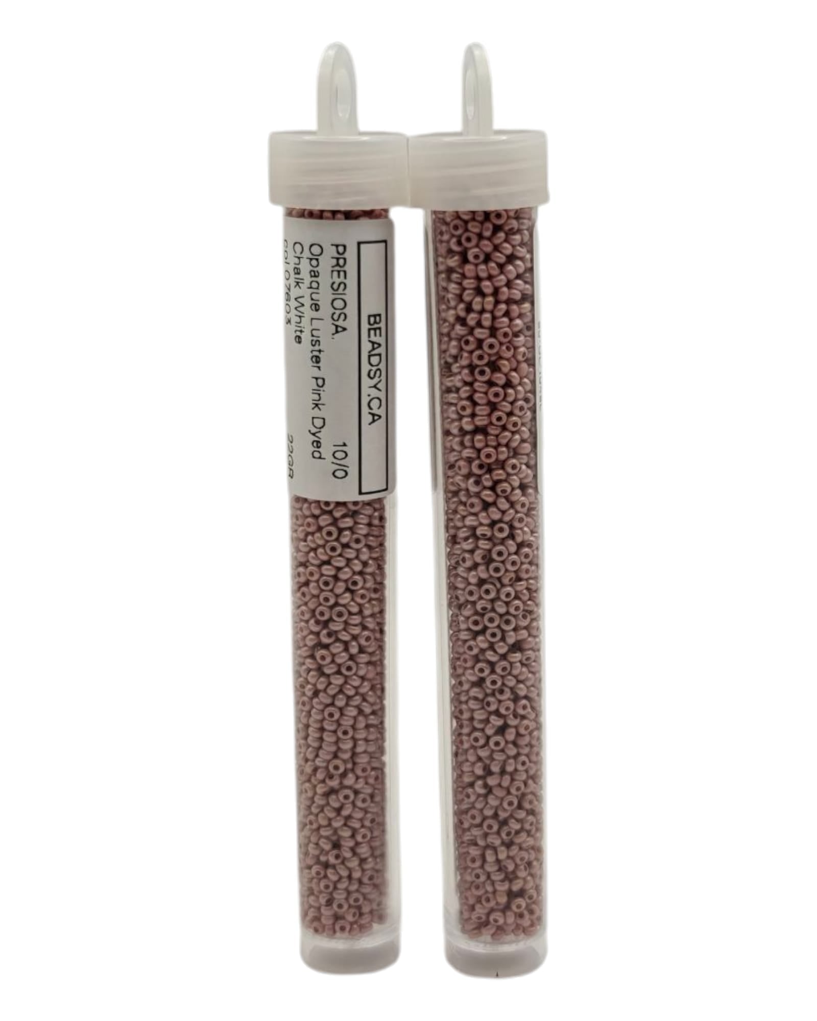 Tube of Preciosa Czech seed beads 10/0 Opaque Luster Pink Dyed Chalk White 07603 for jewelry and crafts