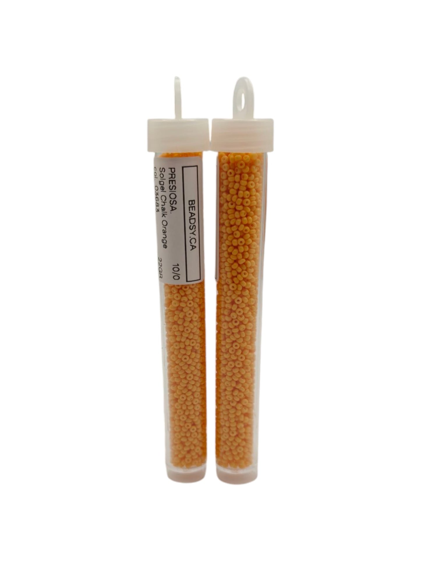 Tube of Preciosa Solgel Chalk Orange 10/0 Czech seed beads, code 03683