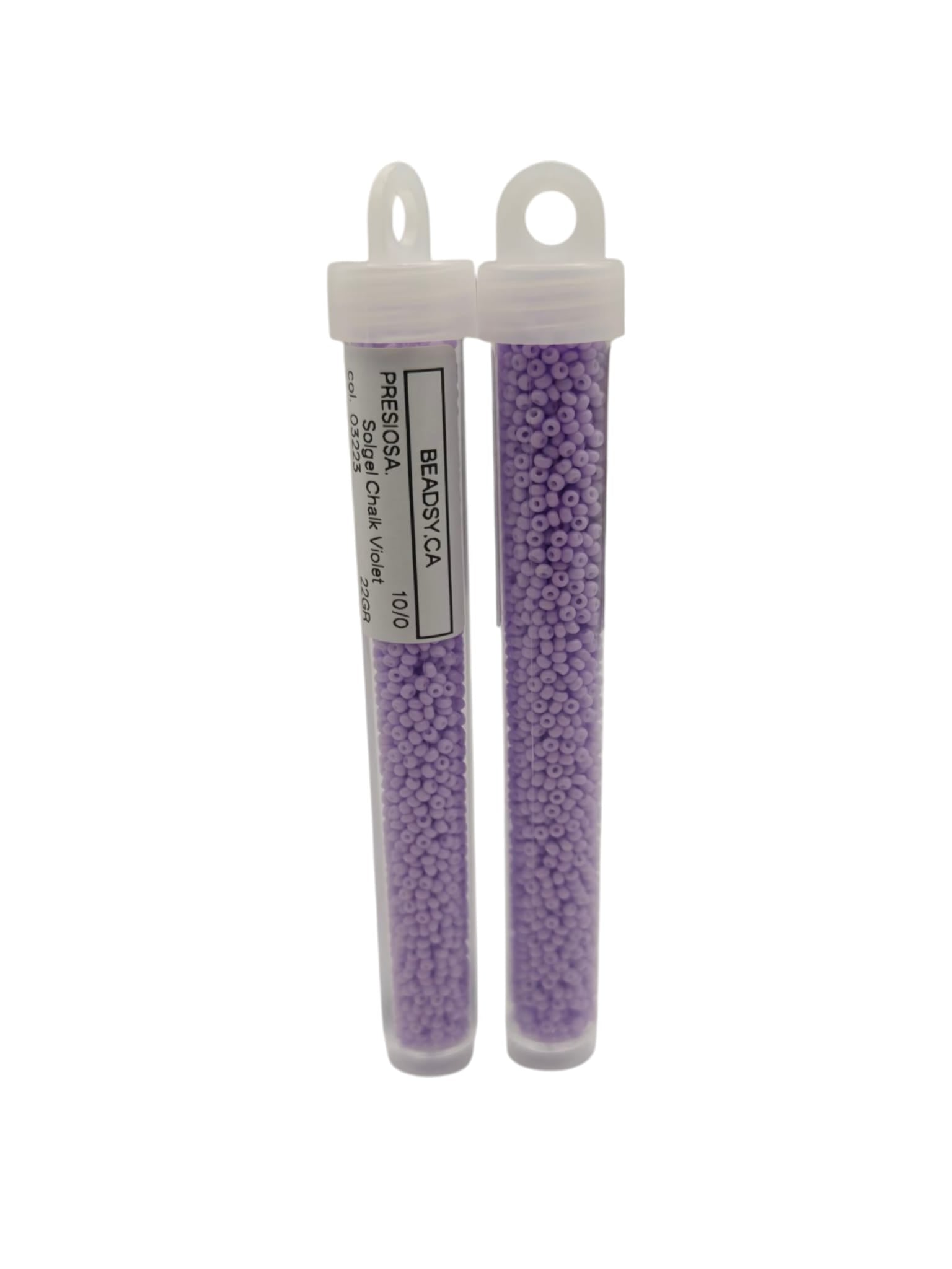 Tube of Preciosa Solgel Chalk Violet 10/0 seed beads for jewelry and crafts