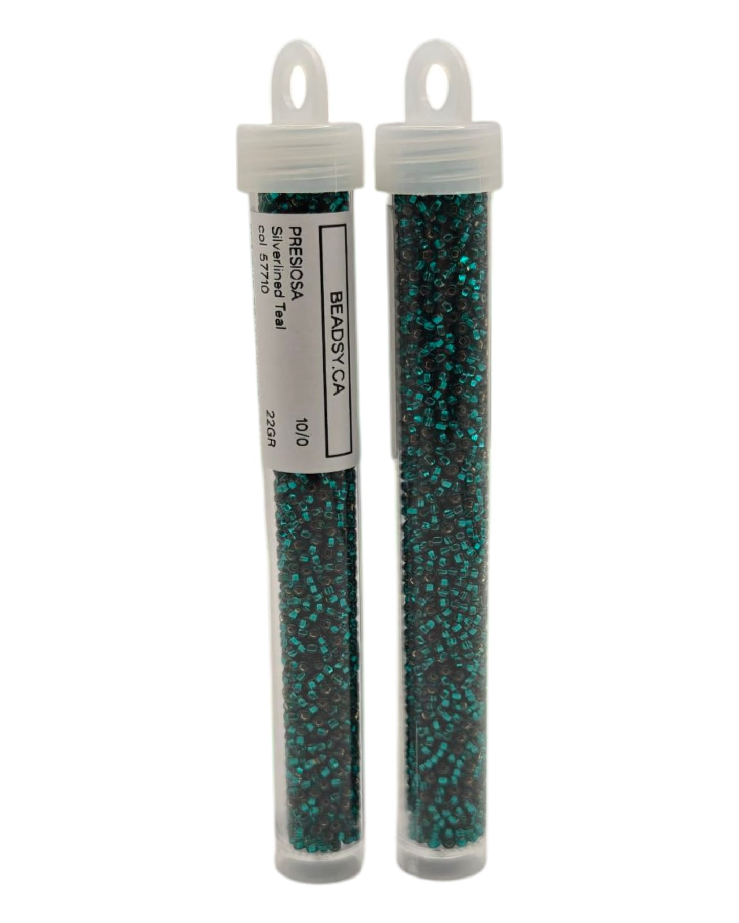 Tubes of PRECIOSA 10/0 silverlined teal seed beads, code 57710