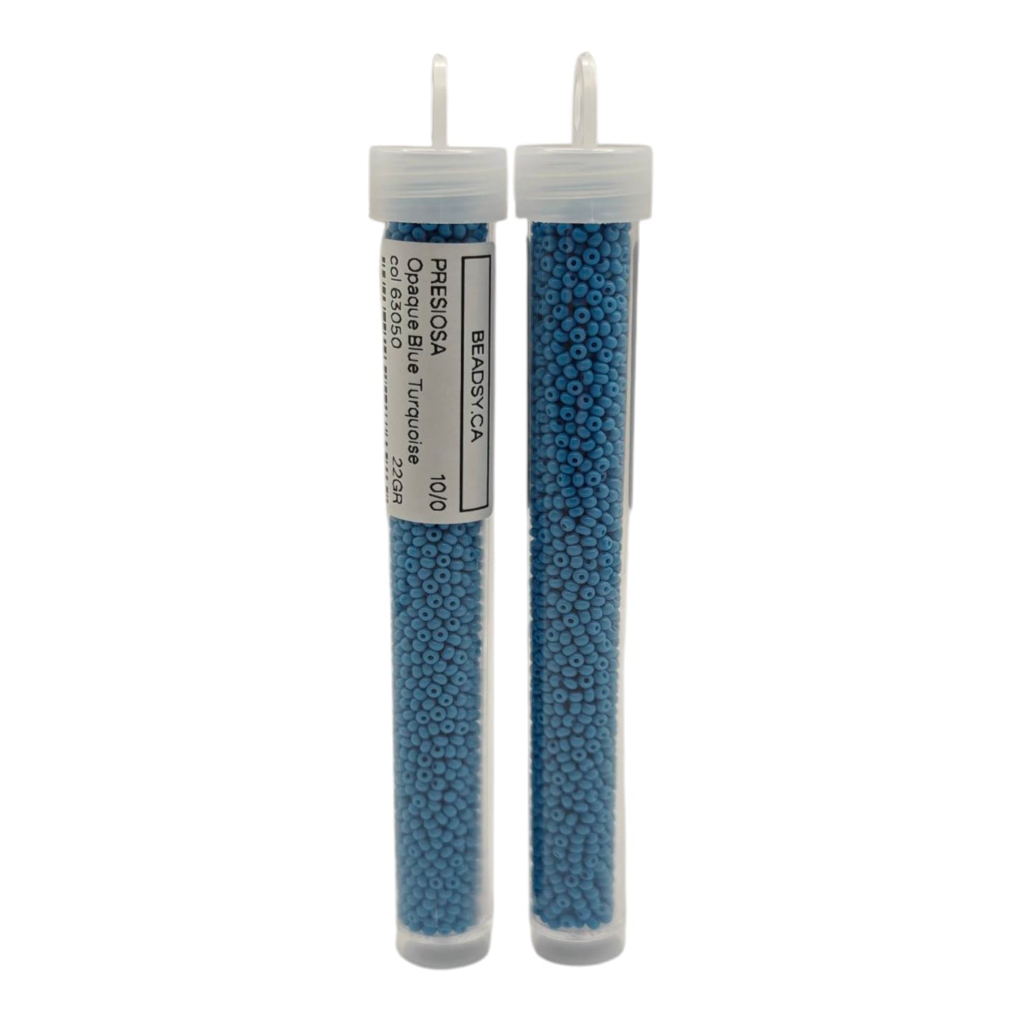 Tubes of Preciosa 10/0 opaque blue turquoise seed beads 63050 from Beadsy.ca