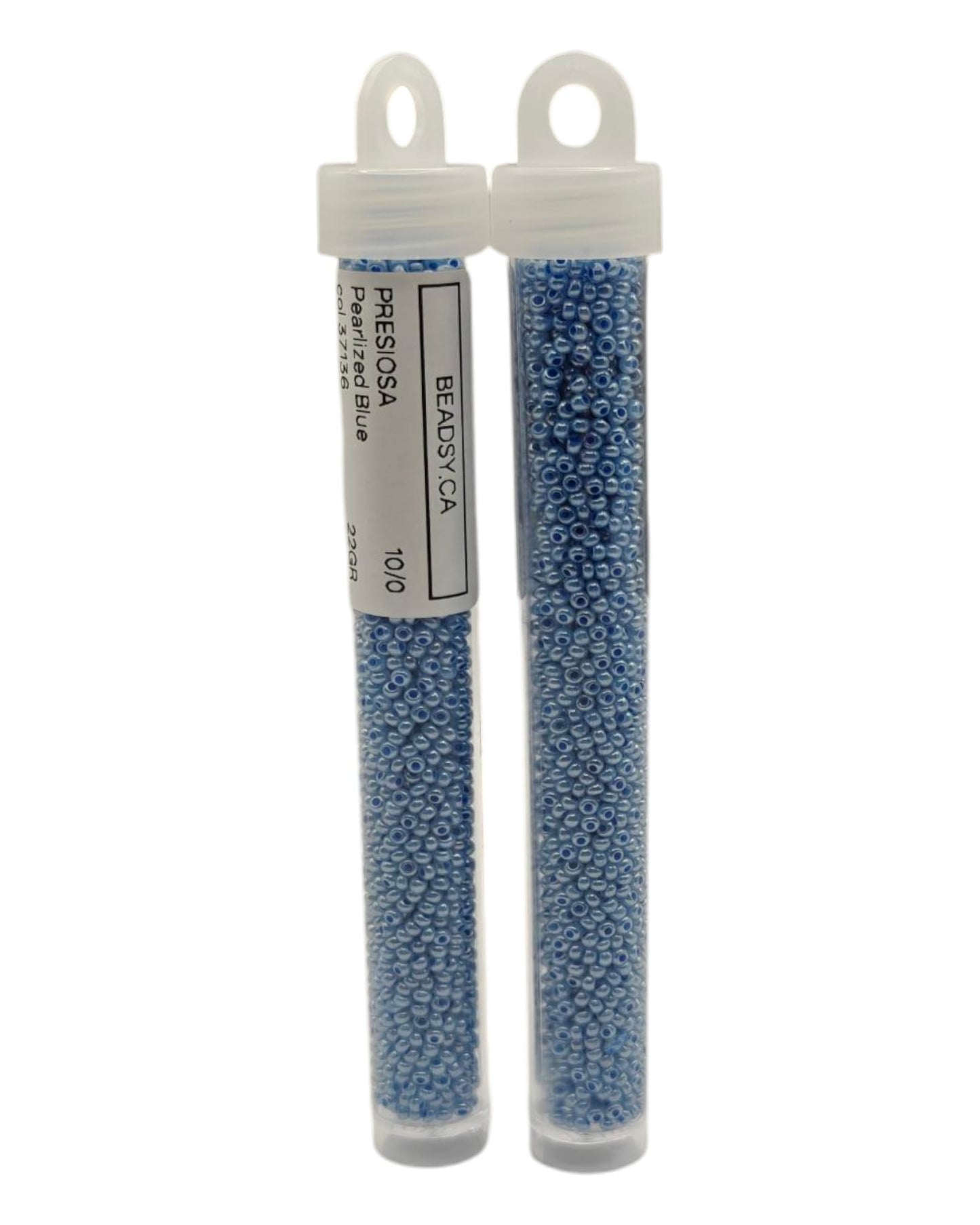 Tubes of Preciosa Czech seed beads 10/0, Pearlized Blue 37136, 22g