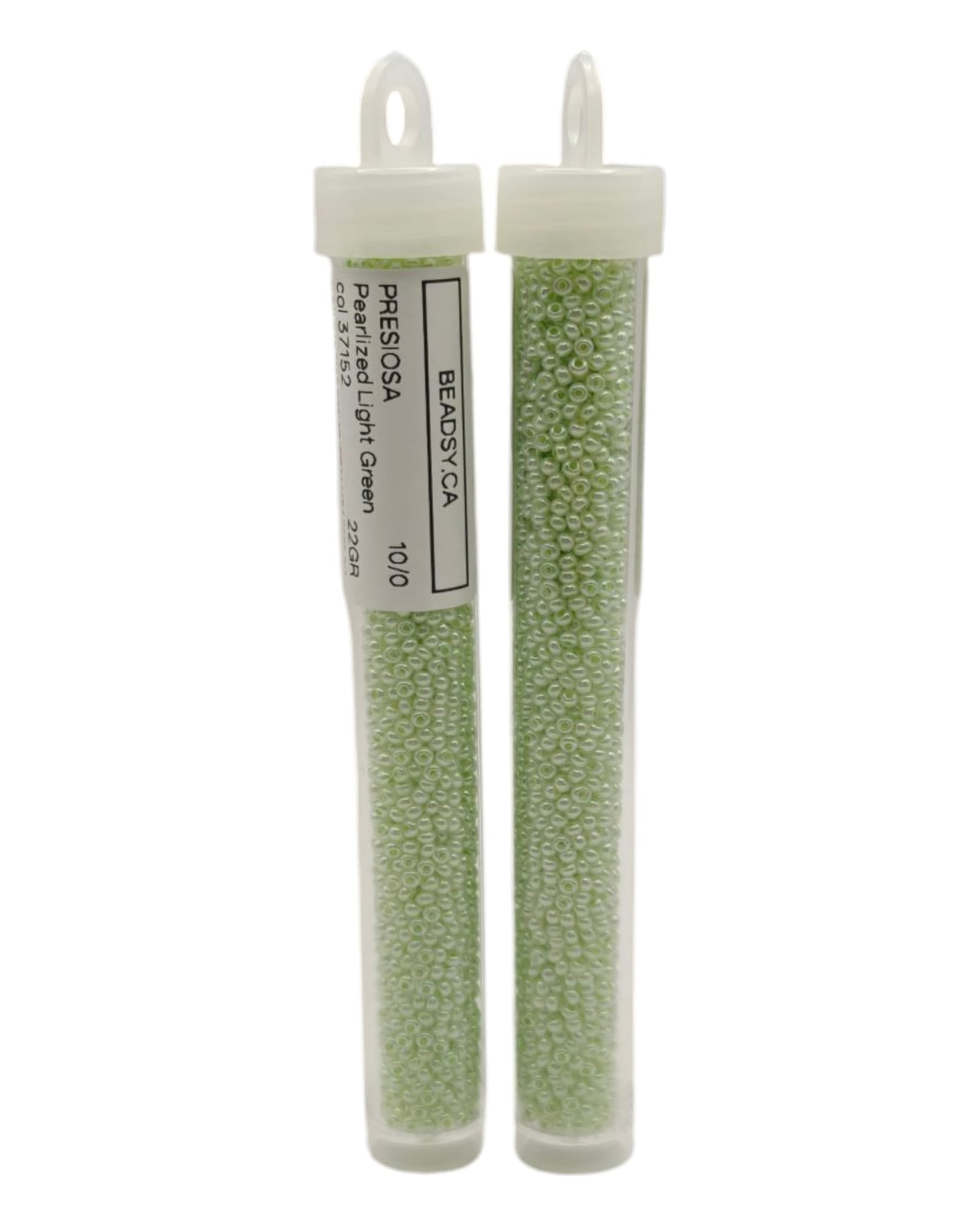 Two tubes Preciosa 10/0 Pearlized Green seed beads, code 37152