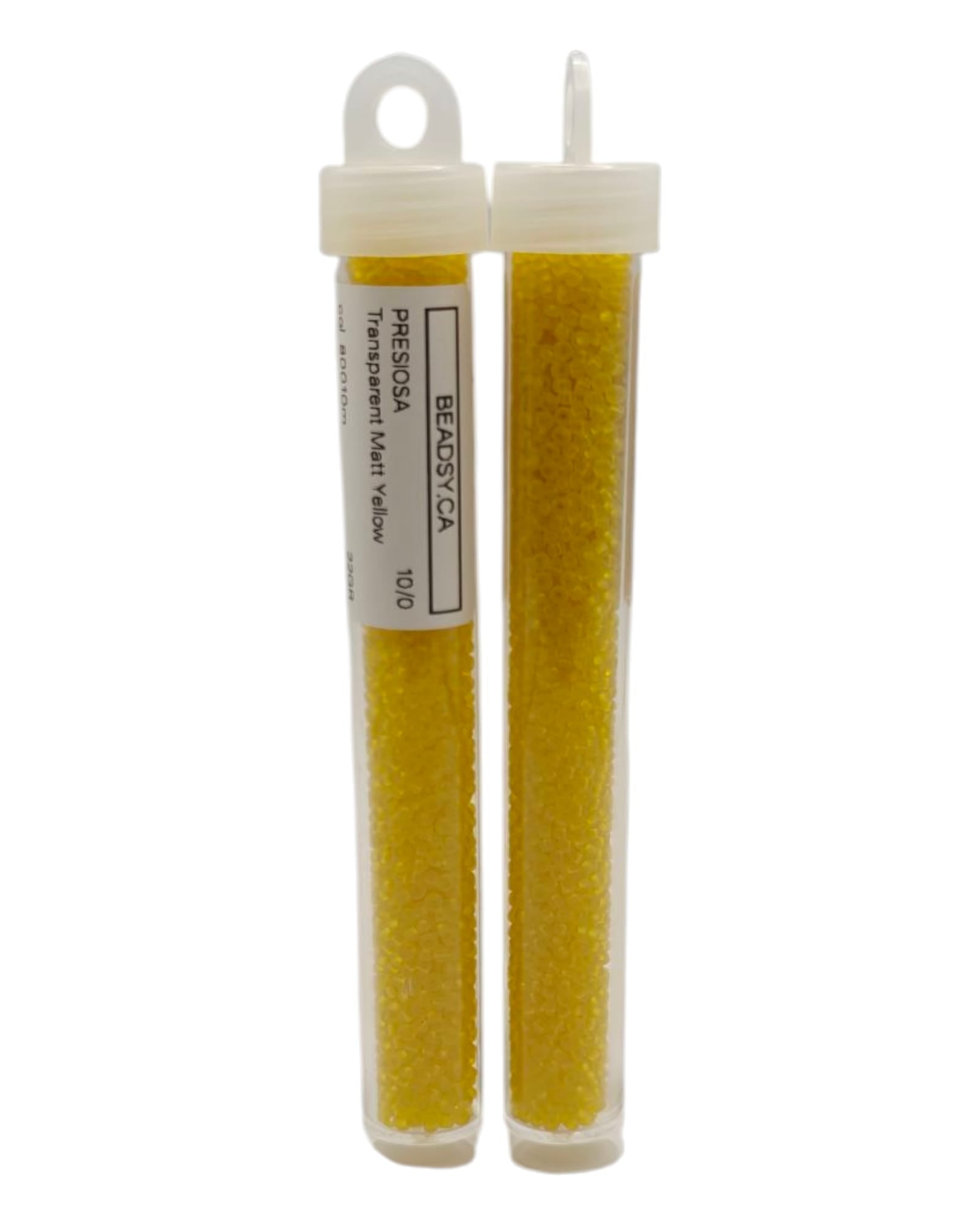 Two tubes of Preciosa 10/0 Transparent Matte Yellow seed beads 80010m
