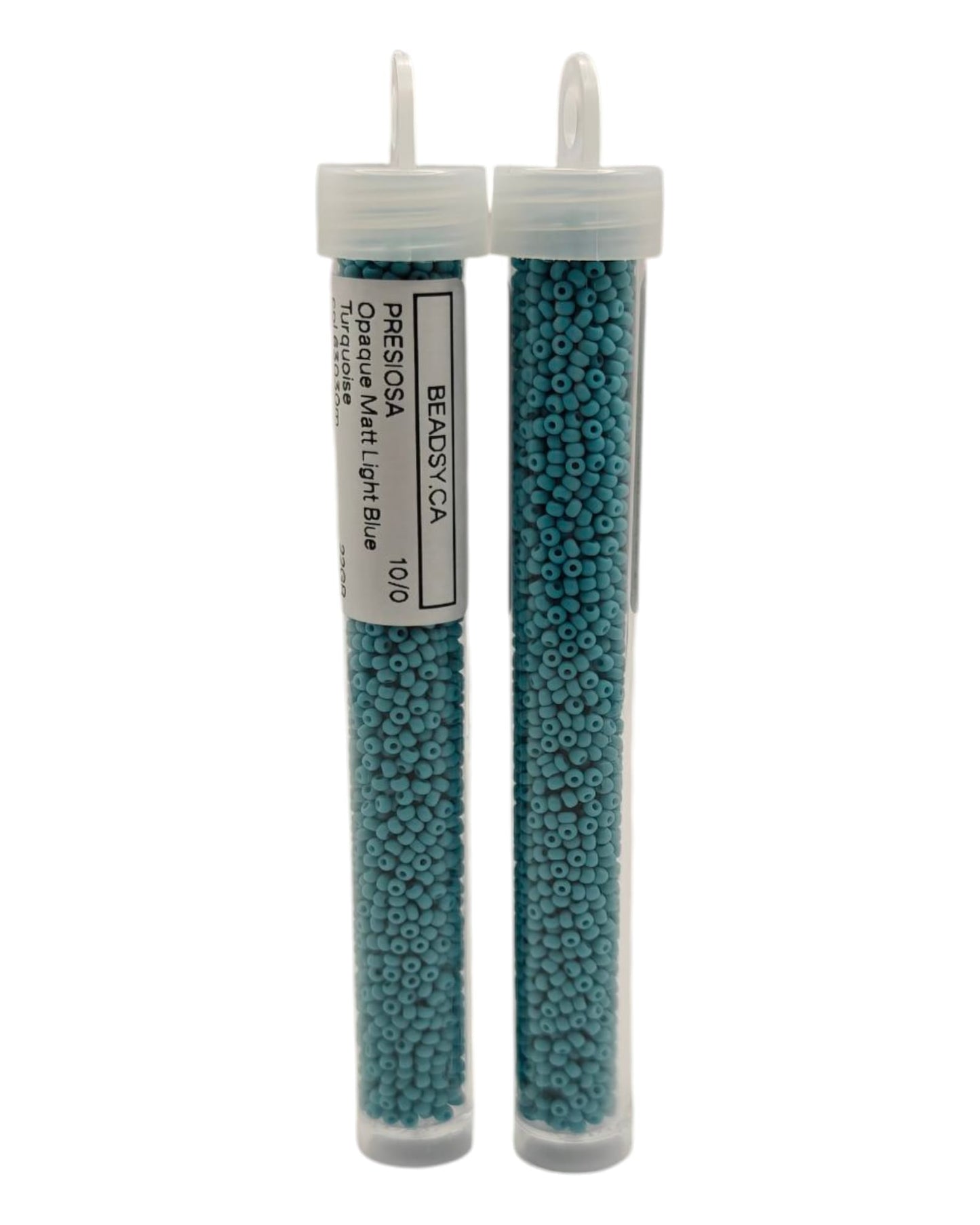Two tubes of Preciosa 10/0 opaque matte Light Blue Turquoise seed beads (63030m), 22g