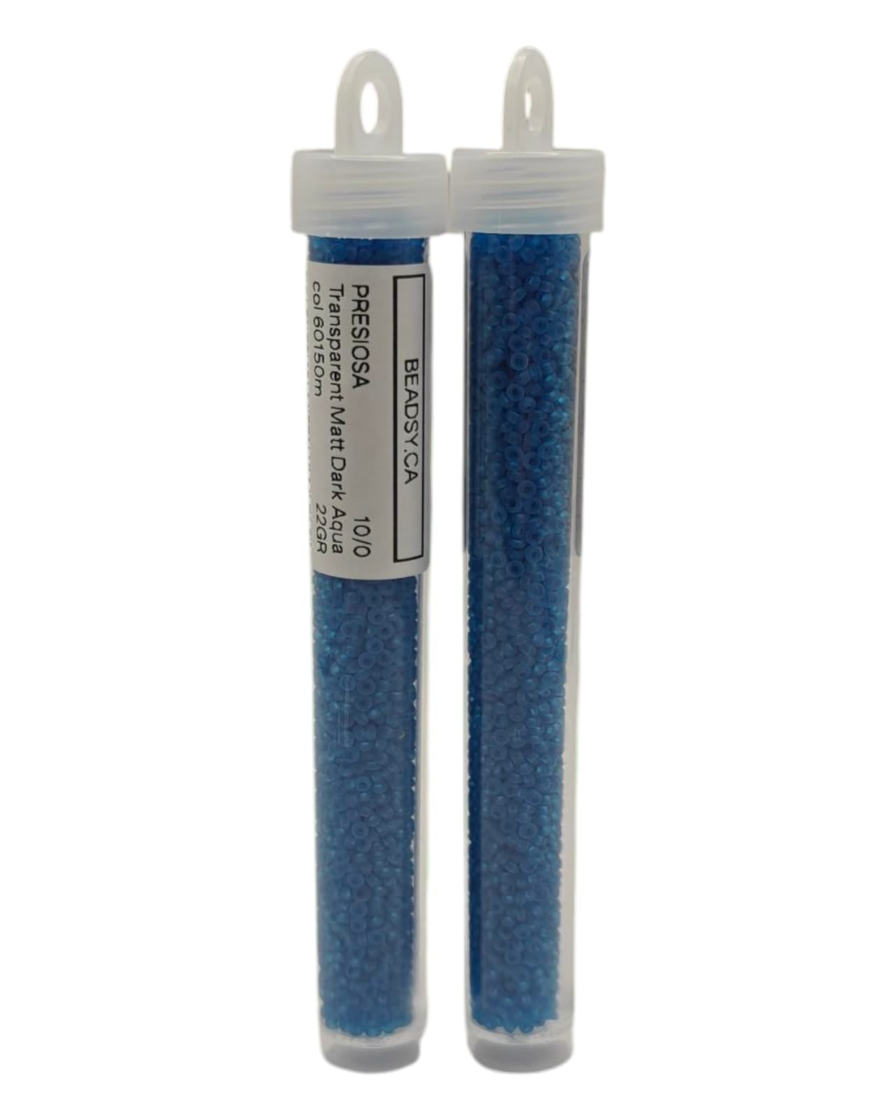 Two tubes of Preciosa Ornela 10/0 Transparent Matte Dark Aqua seed beads 60150m by Beadsy.ca