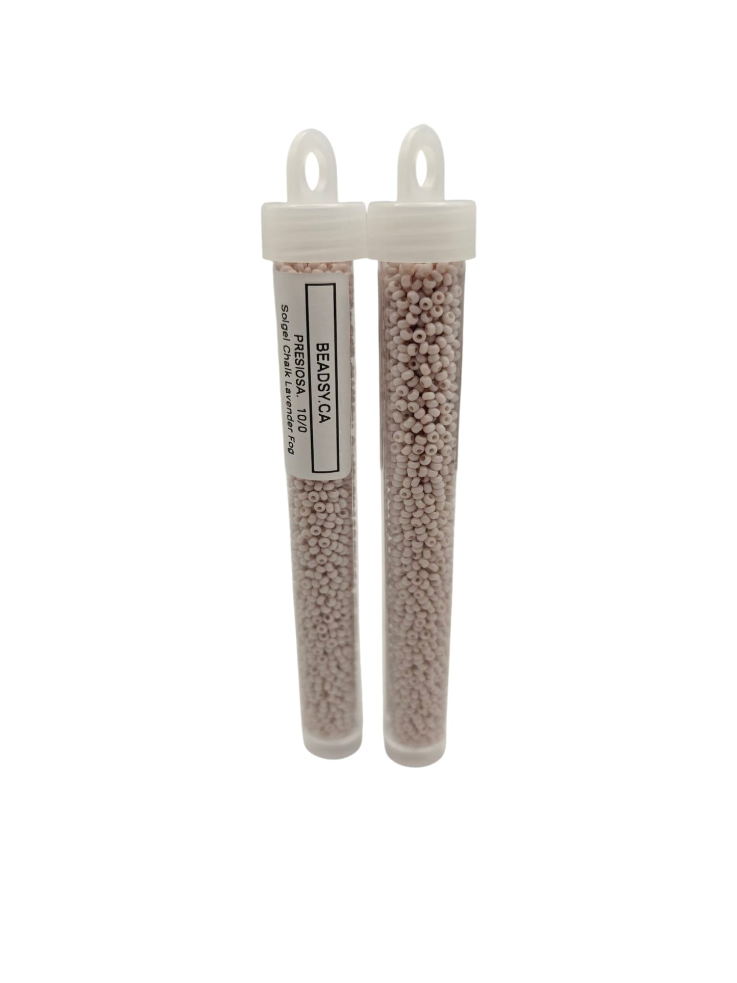 Two vials of Preciosa Czech seed beads 10/0 in color 03213 – Solgel Chalk Lavender Fog