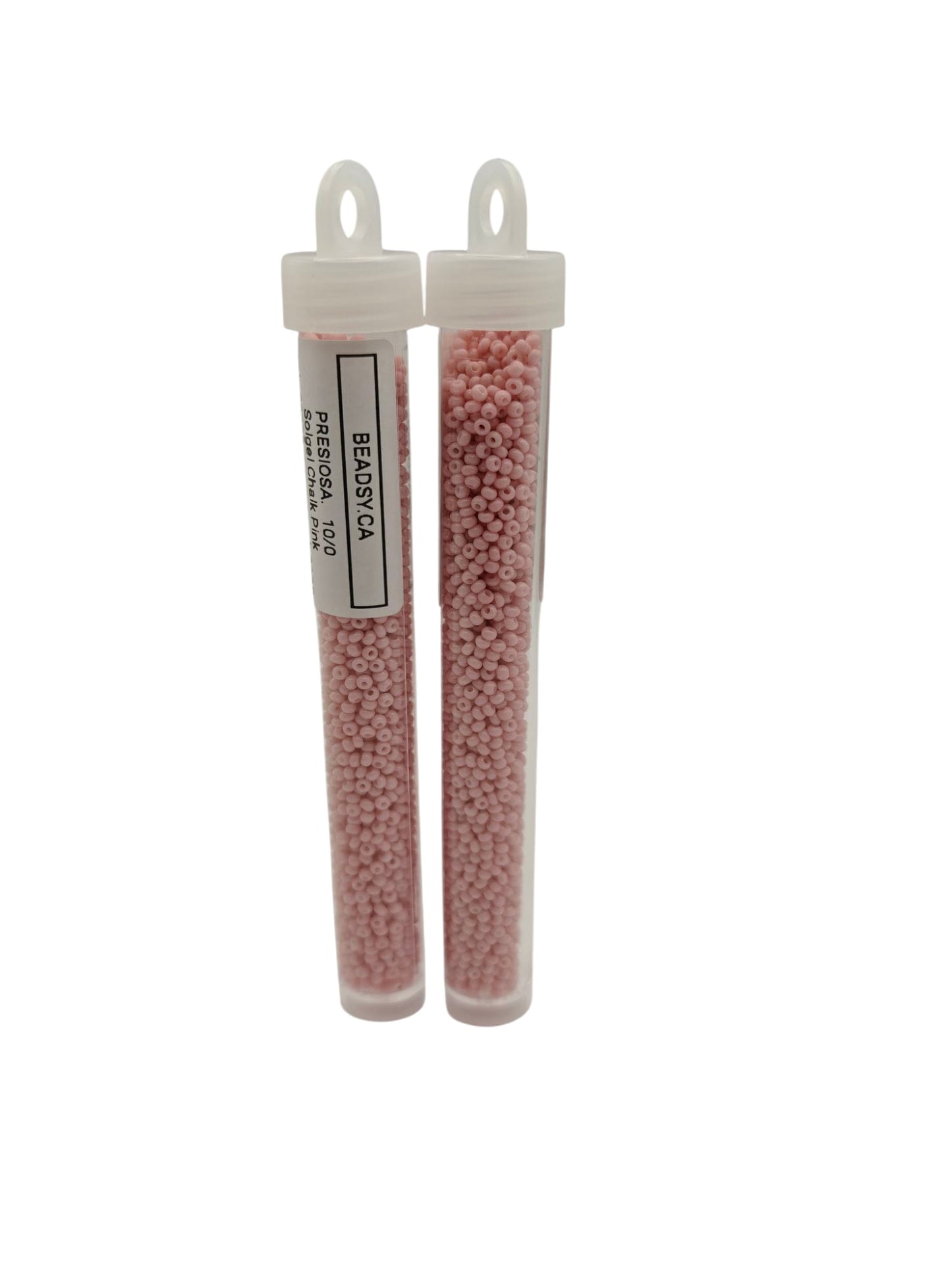 Two vials of Preciosa Czech seed beads 10/0 in color 03293 – Solgel chalk pink