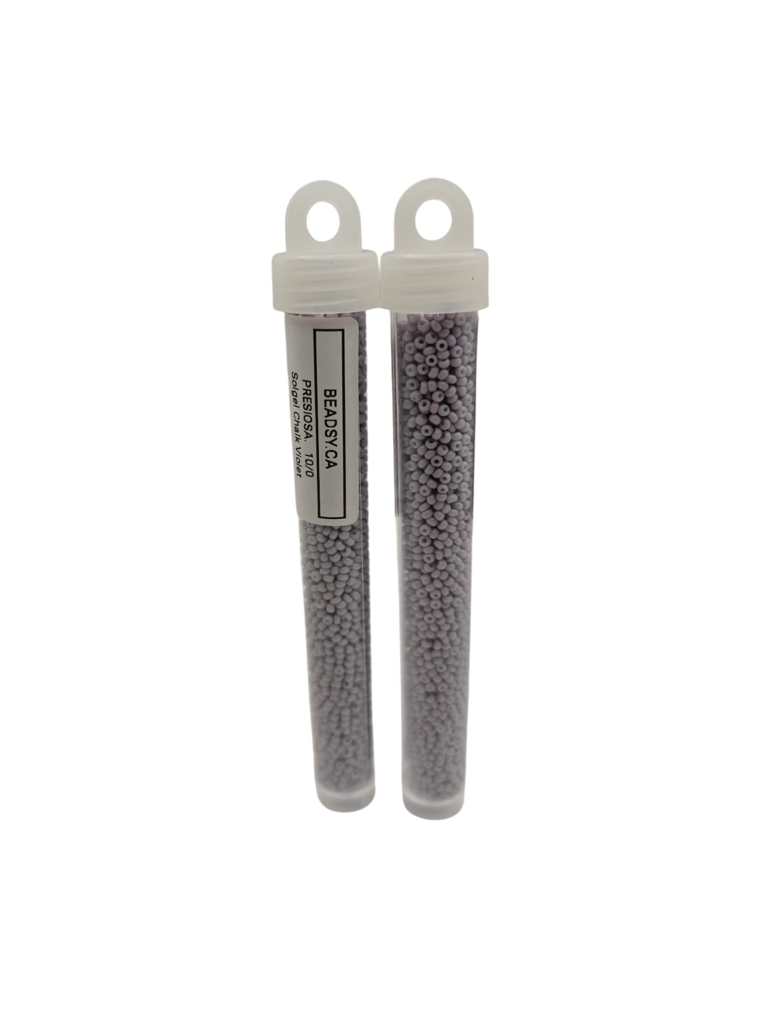 Two vials of Preciosa Czech seed beads 10/0 in color 03221 – Solgel Chalk Violet