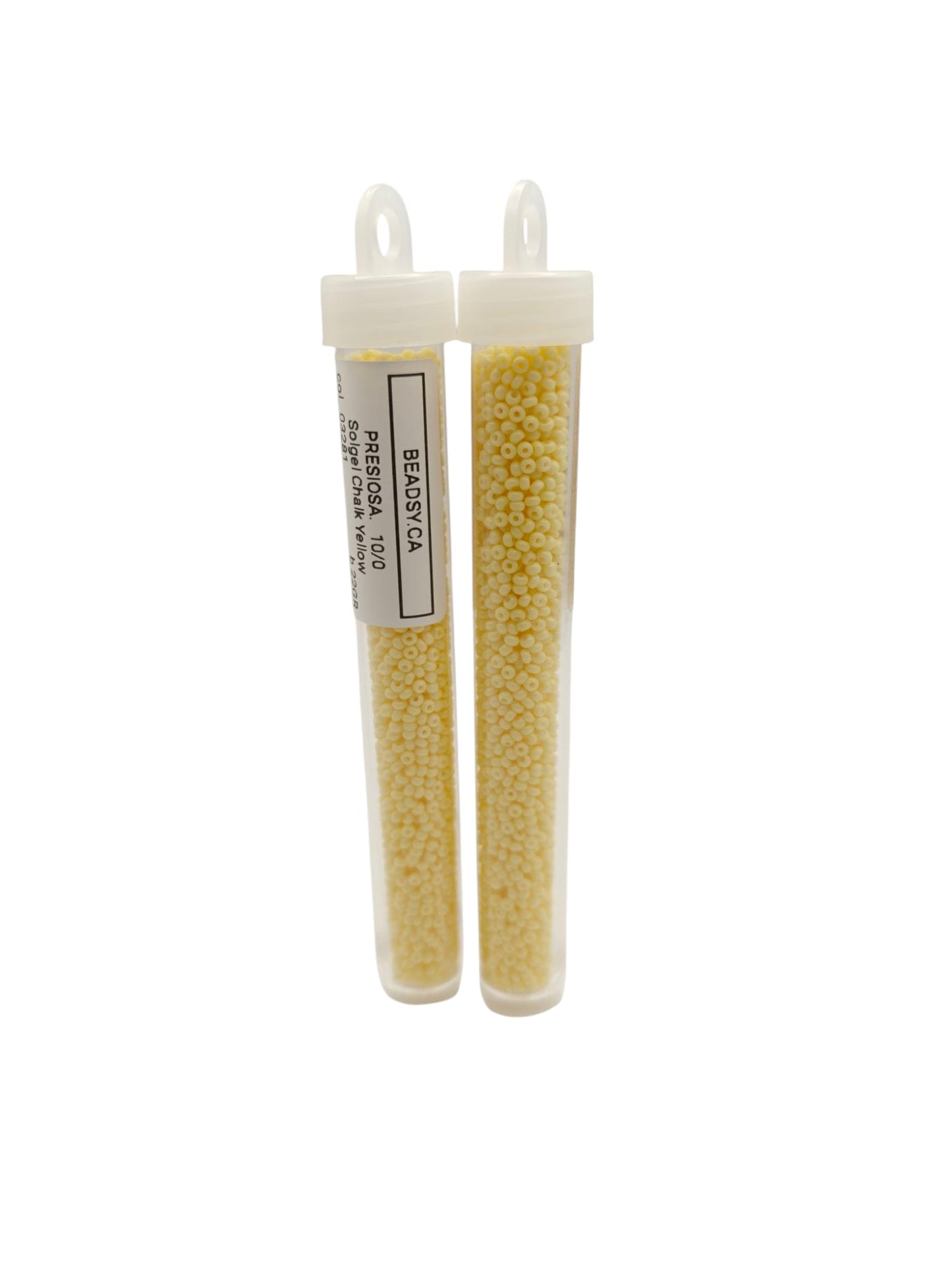 Two vials of Preciosa Czech seed beads 10/0 in color 03281 – Solgel chalk yellow