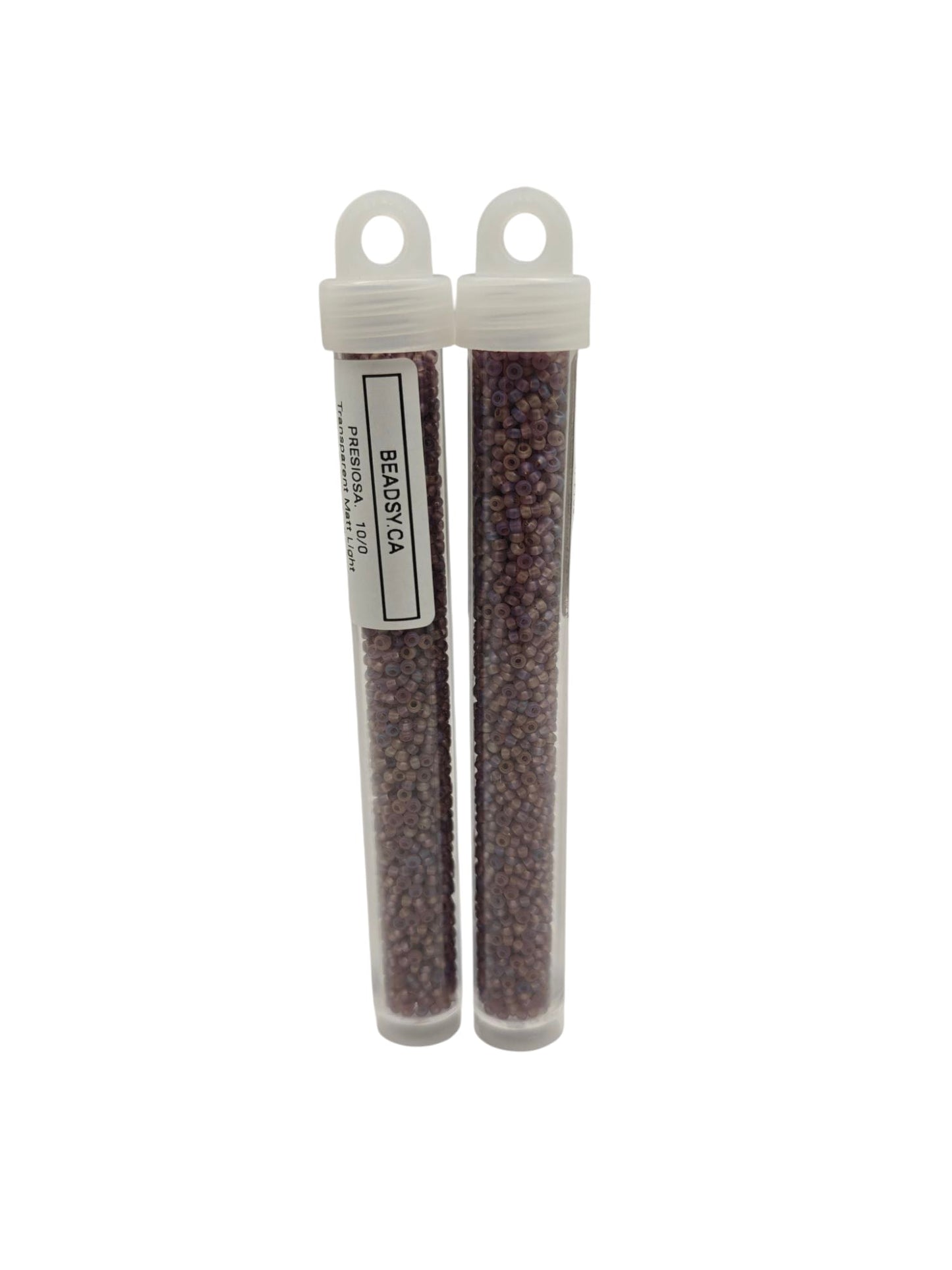 Two vials of Preciosa Czech seed beads 10/0 in color 21010m – Transparent Matt Light Amethyst AB
