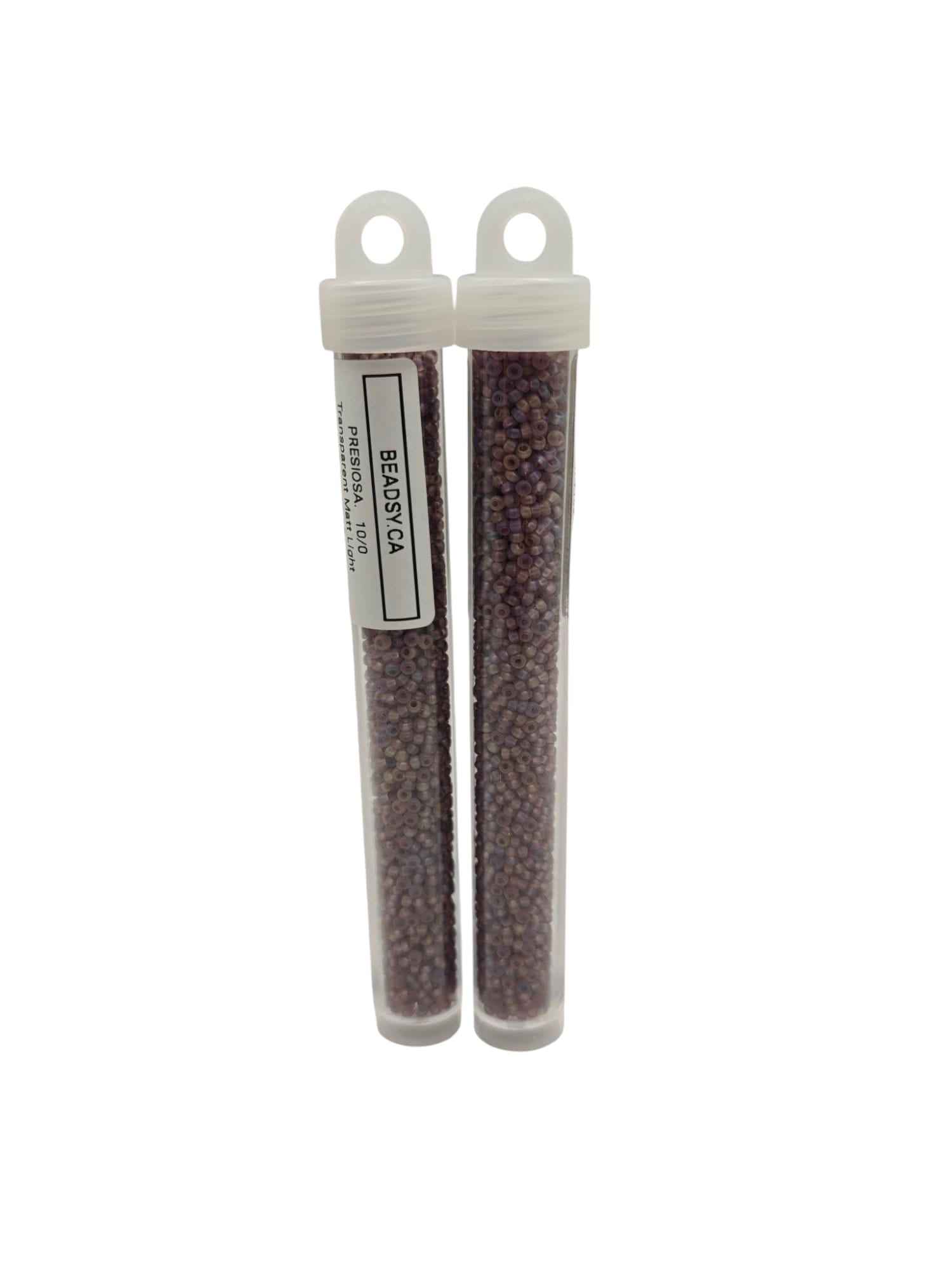 Two vials of Preciosa Czech seed beads 10/0 in color 21010m – Transparent Matt Light Amethyst AB