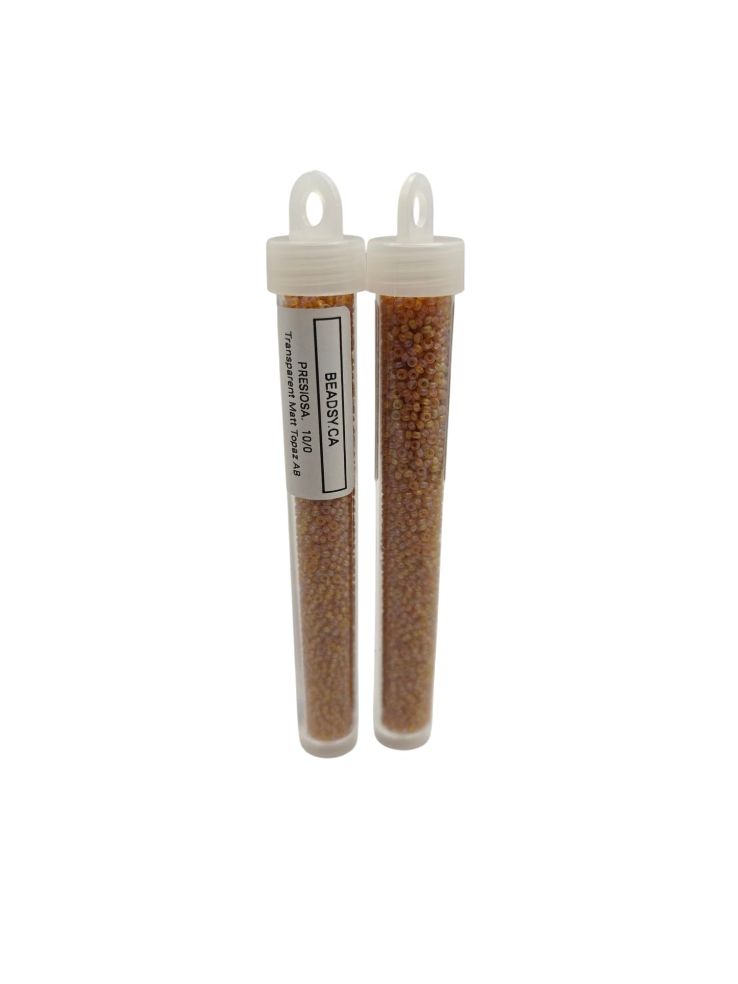 Two vials of Preciosa Czech seed beads 10/0 in color 11050m – Transparent Matt Topaz AB