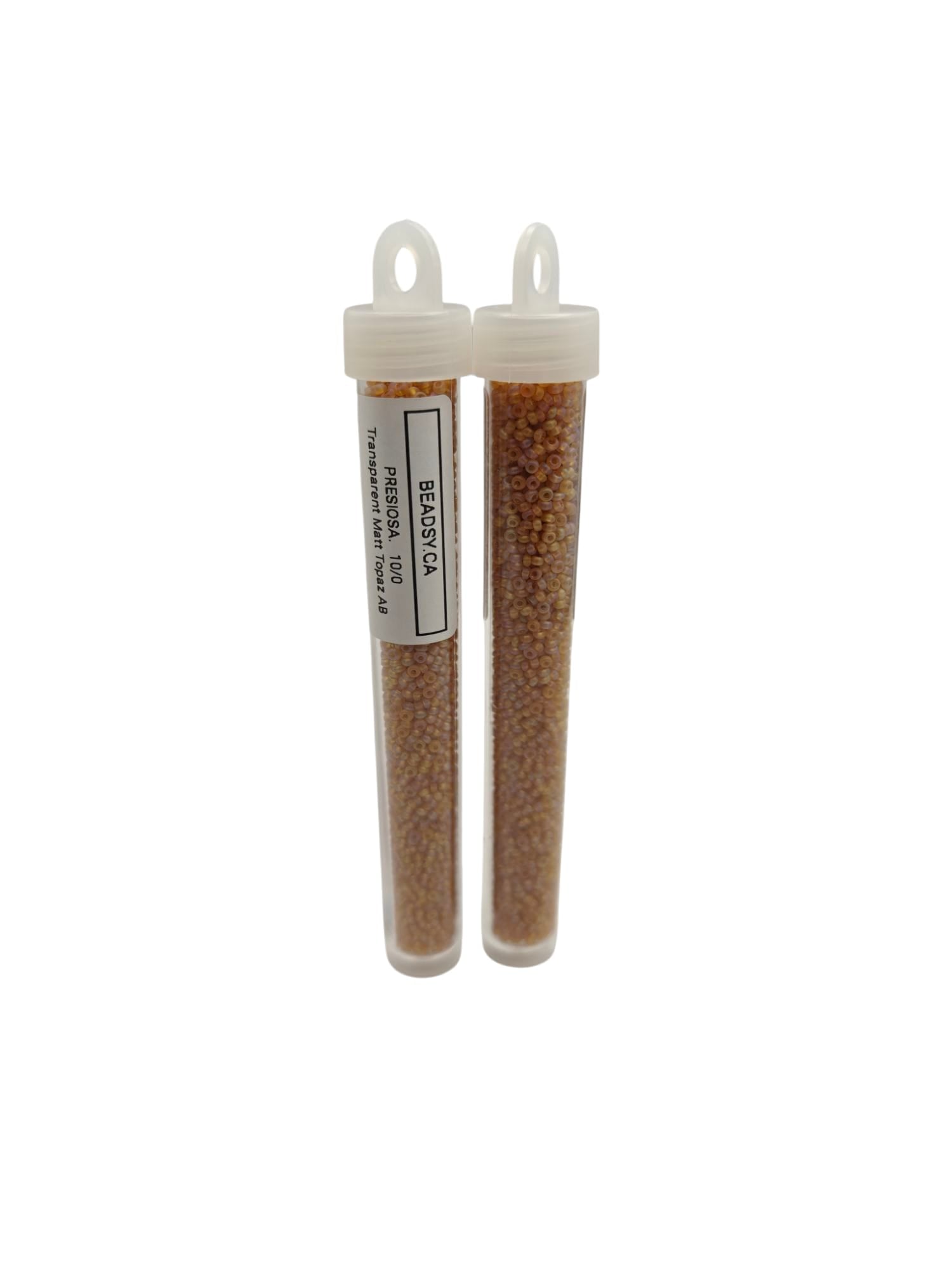 Two vials of Preciosa Czech seed beads 10/0 in color 11050m – Transparent Matt Topaz AB