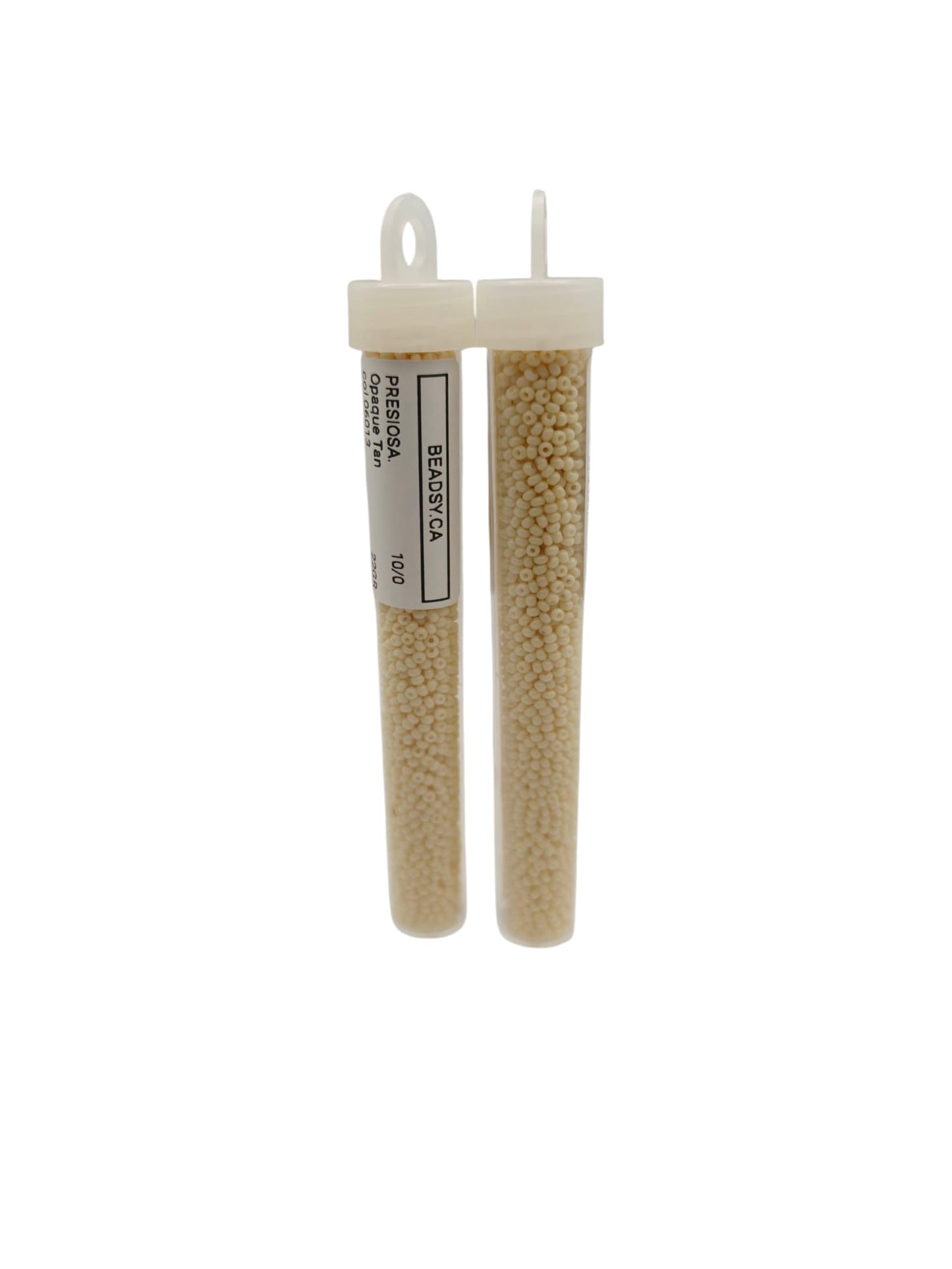 Two vials of Preciosa opaque tan 10/0 Czech seed beads – color code 06013