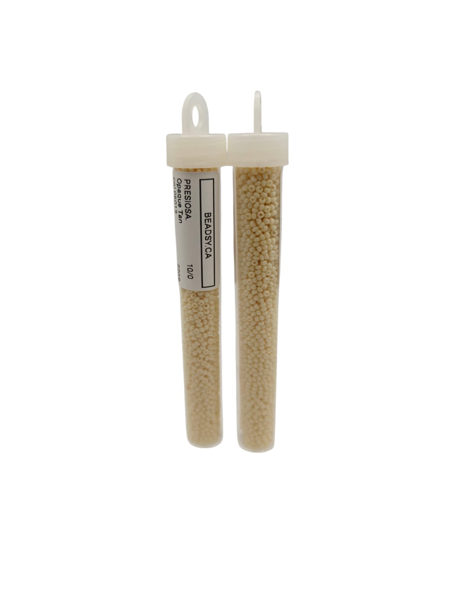 Two vials of Preciosa opaque tan 10/0 Czech seed beads – color code 06013