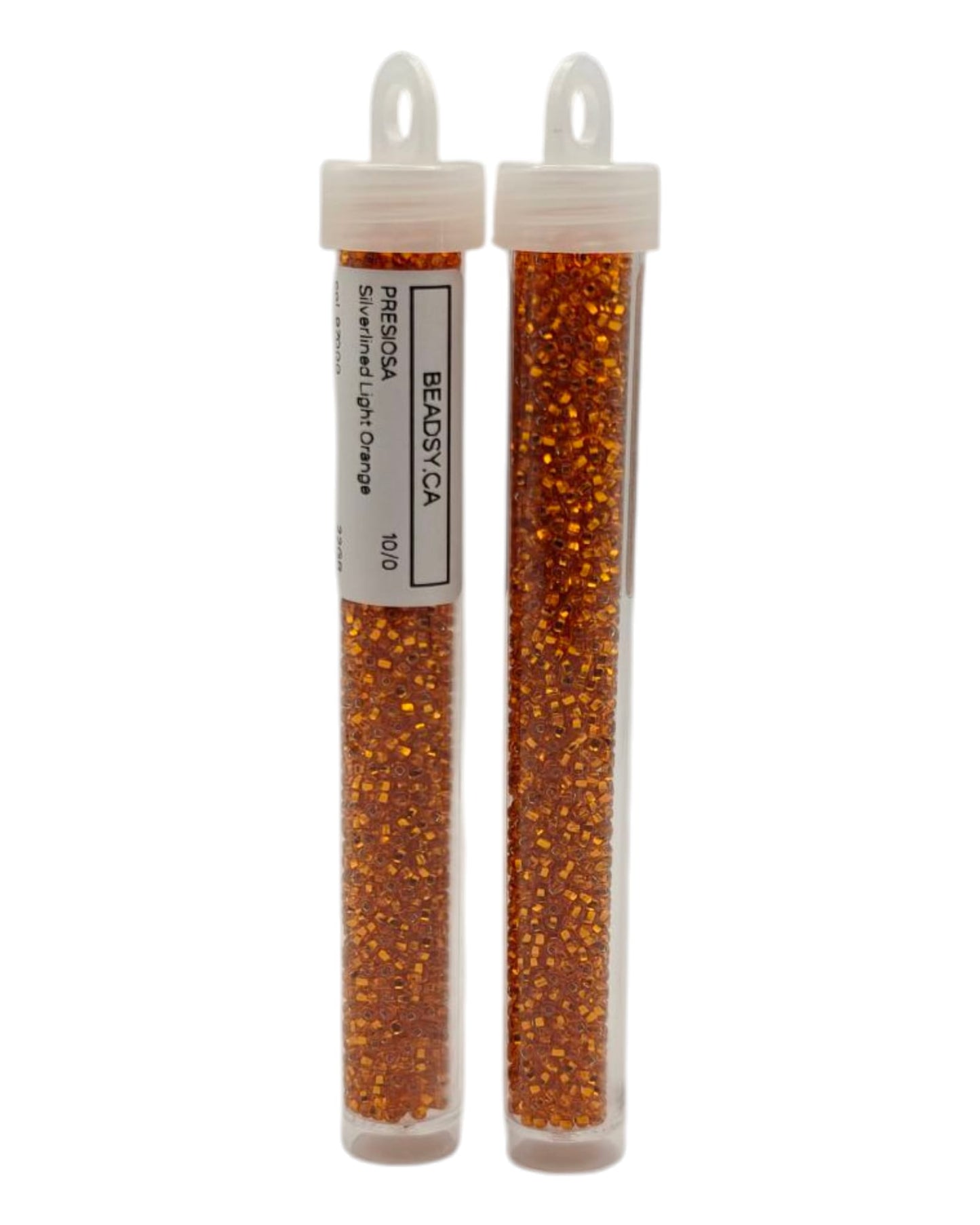 Two vials – Preciosa 10/0 Silverlined Light Orange 97000 seed beads