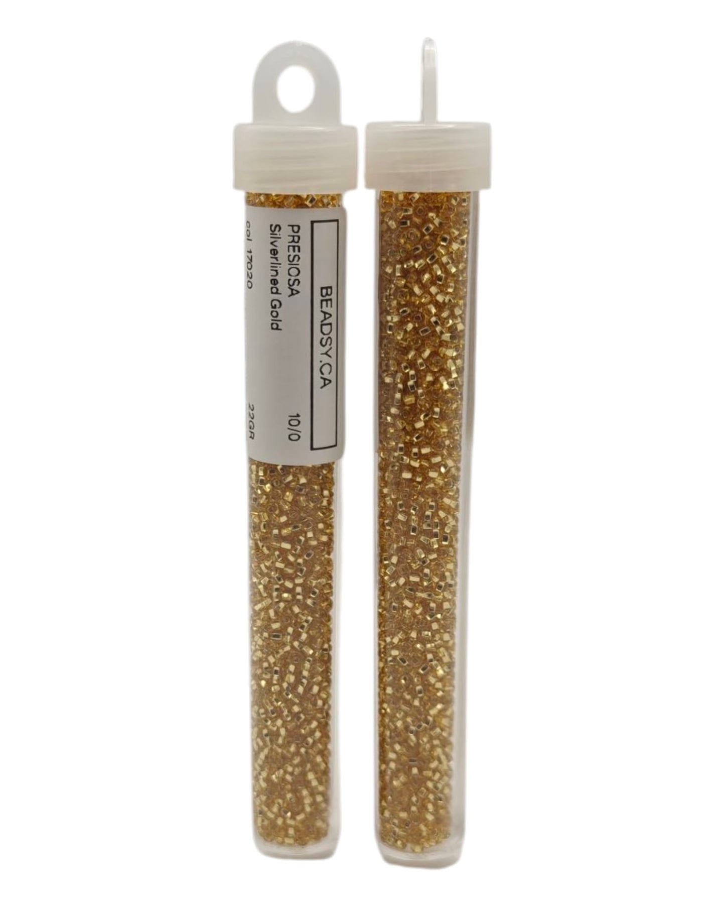 Two vials of Preciosa 10/0 Silverlined Gold 17020 — Czech seed beads