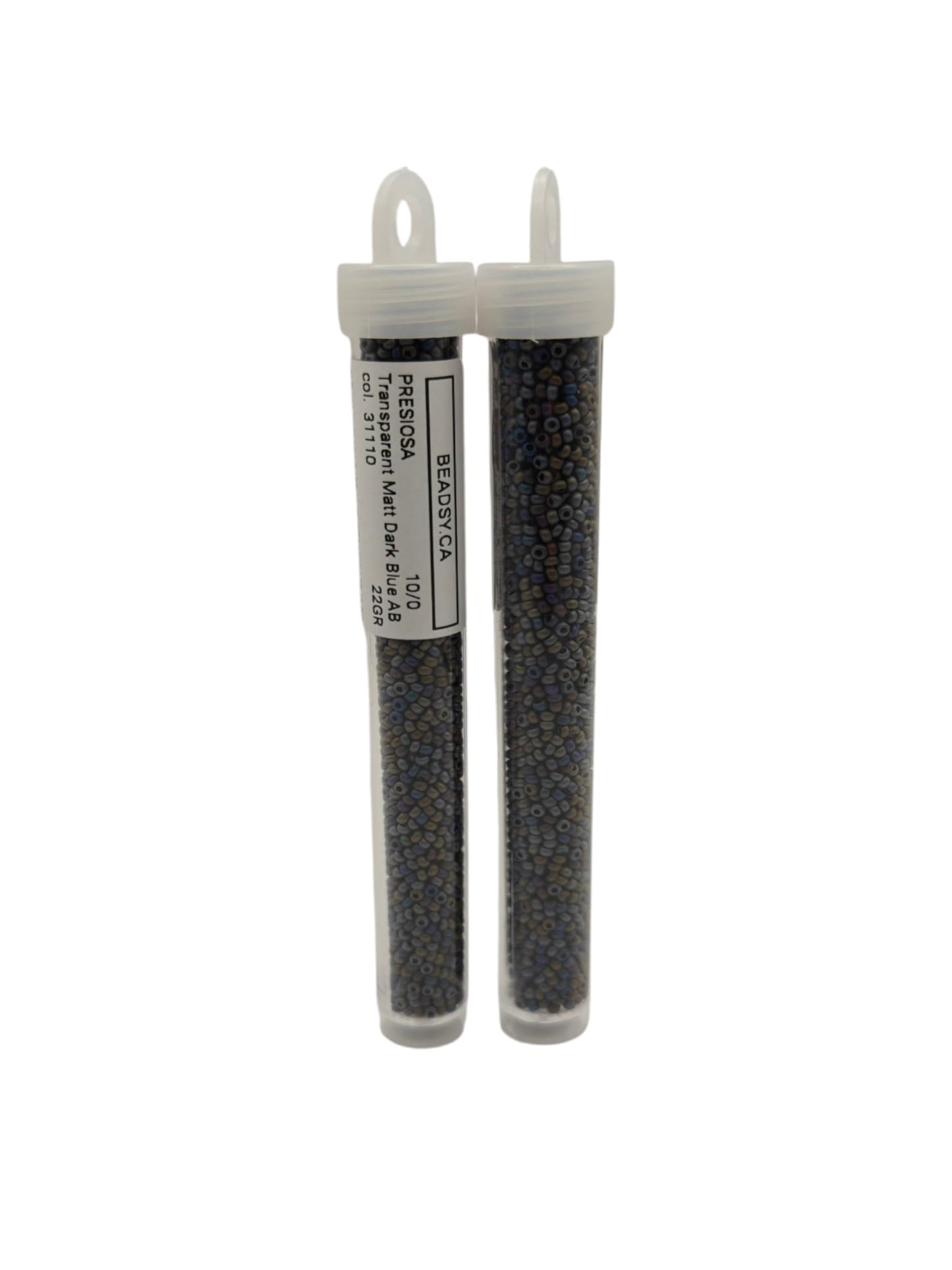 Preciosa Transparent Matte Dark Blue AB seed beads 10/0 in tube