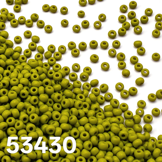 preciosa 10/0 opaque light olive green czech seed beads 53430 