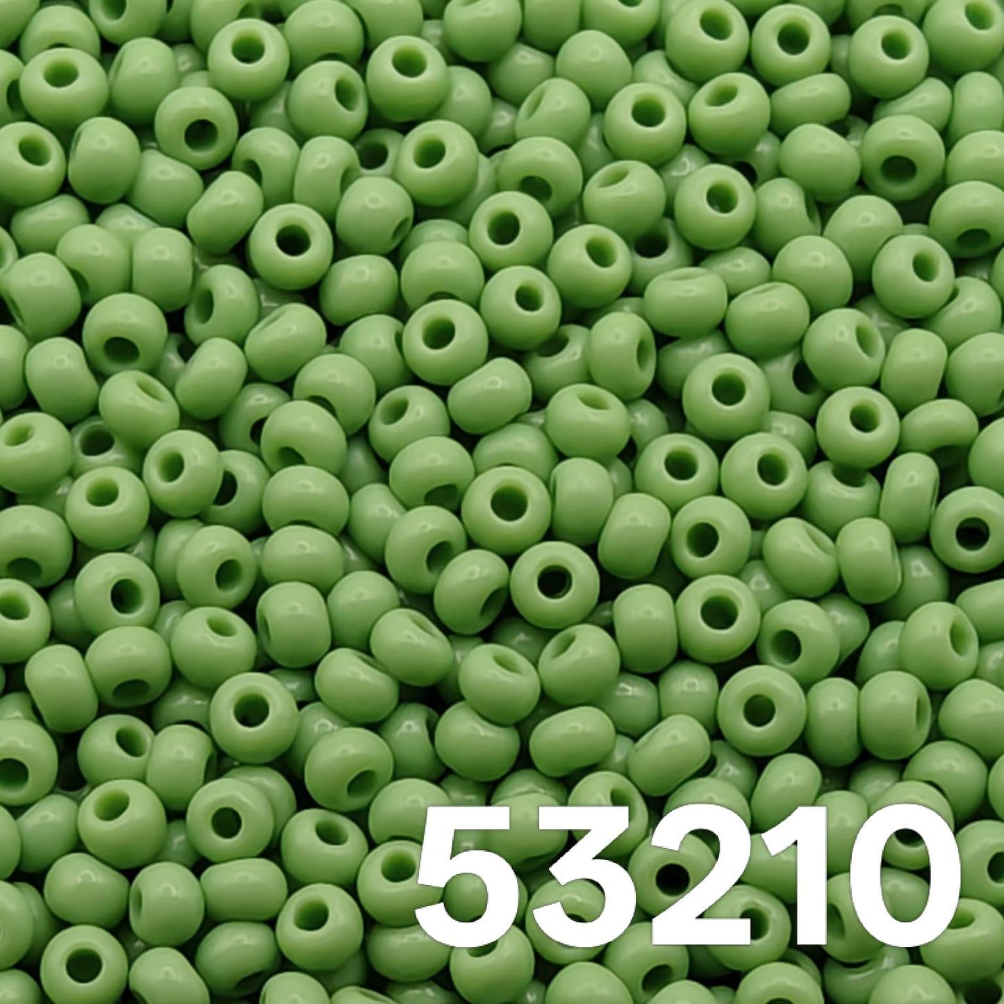preciosa 10/0 opaque lime green seed beads 53210 close up